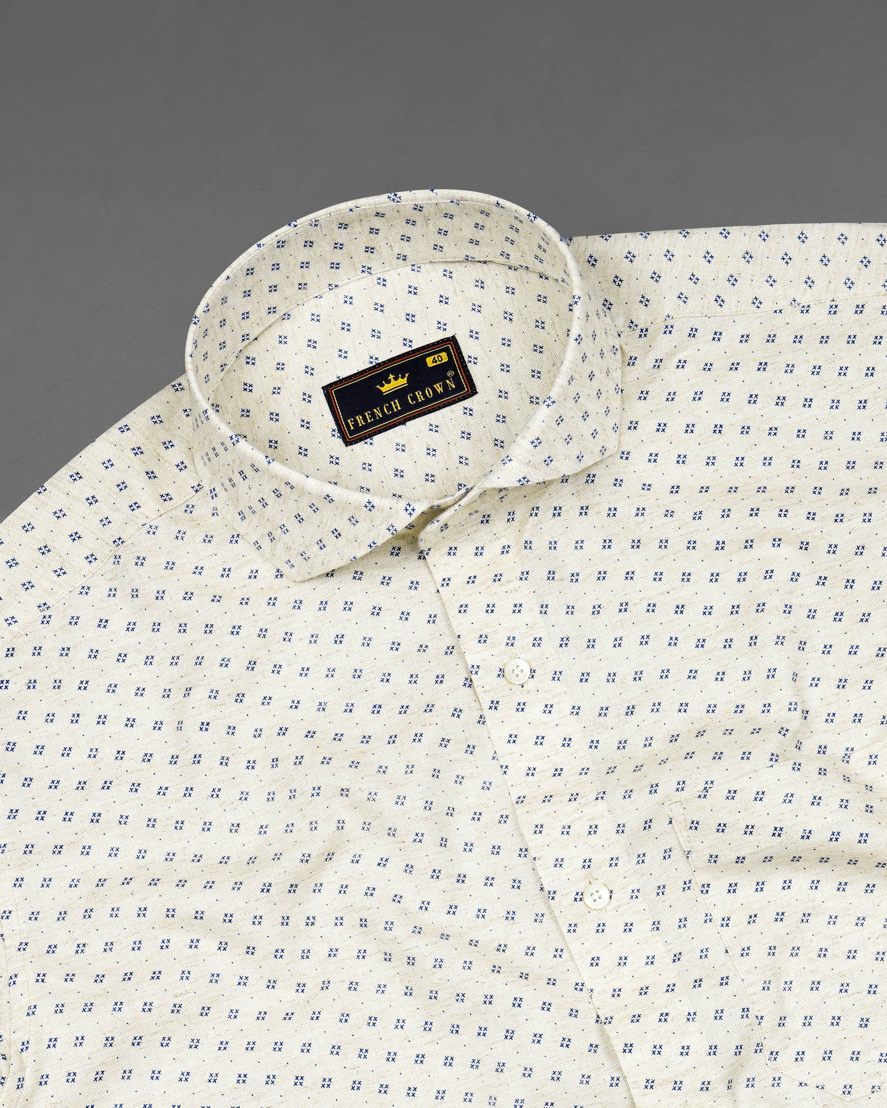 Merino Off White With Cobalt Blue Printed Chambray Premium Cotton Shirt 7886-CA-38, 7886-CA-H-38, 7886-CA-39, 7886-CA-H-39, 7886-CA-40, 7886-CA-H-40, 7886-CA-42, 7886-CA-H-42, 7886-CA-44, 7886-CA-H-44, 7886-CA-46, 7886-CA-H-46, 7886-CA-48, 7886-CA-H-48, 7886-CA-50, 7886-CA-H-50, 7886-CA-52, 7886-CA-H-52