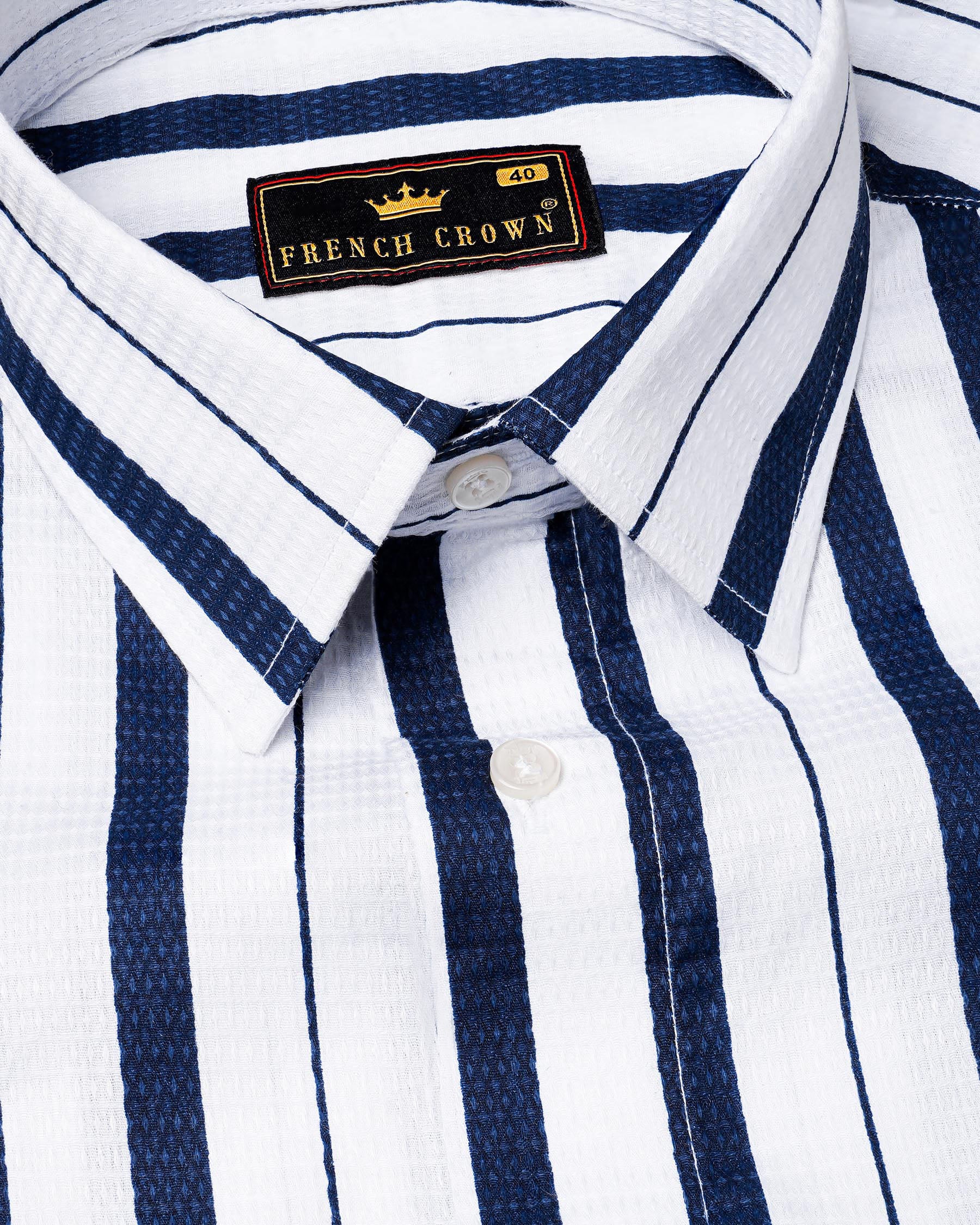 Bright White and Tangaroa Blue Striped Dobby Textured Premium Giza Cotton Shirt 7887-38, 7887-H-38, 7887-39, 7887-H-39, 7887-40, 7887-H-40, 7887-42, 7887-H-42, 7887-44, 7887-H-44, 7887-46, 7887-H-46, 7887-48, 7887-H-48, 7887-50, 7887-H-50, 7887-52, 7887-H-52