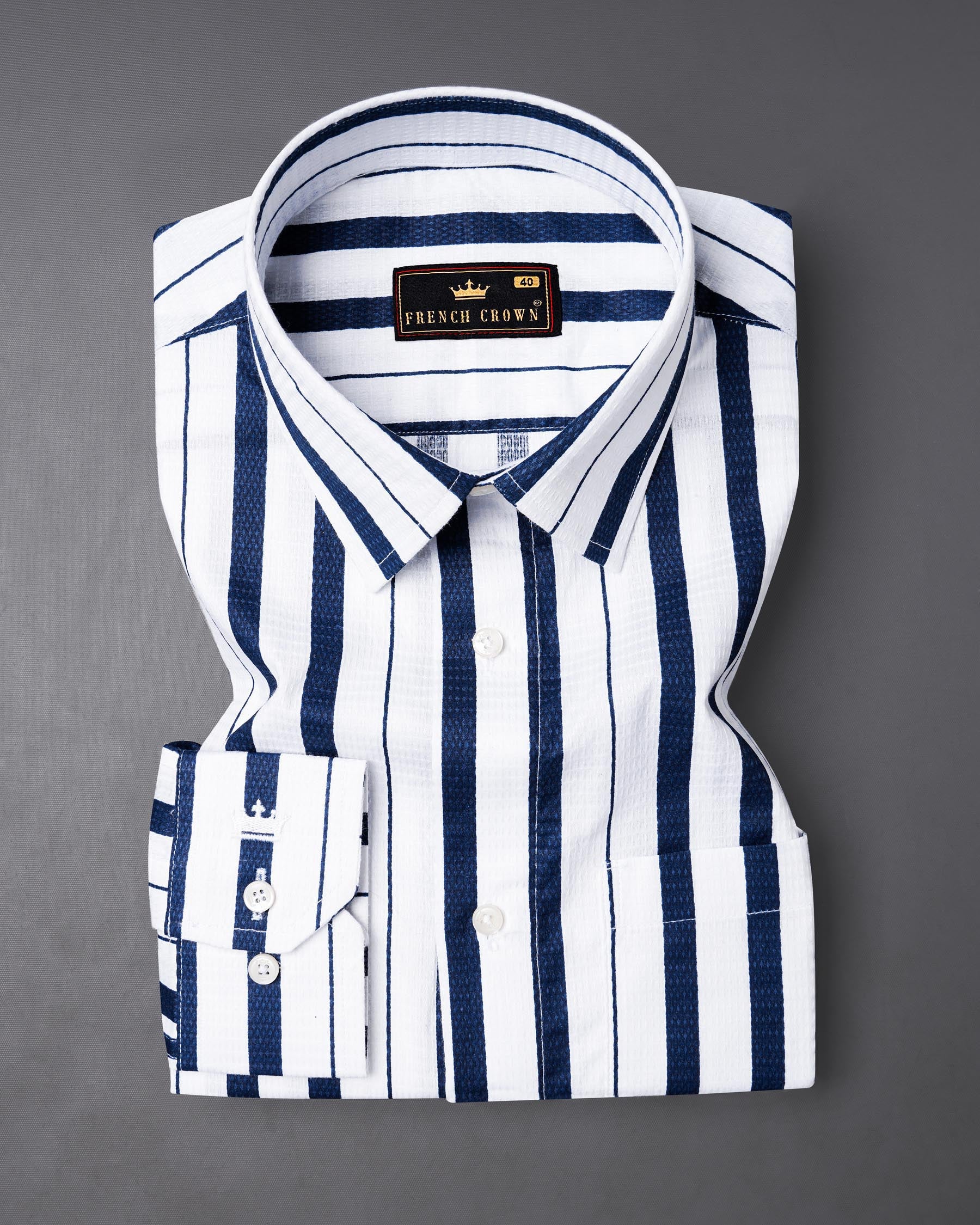 Bright White and Tangaroa Blue Striped Dobby Textured Premium Giza Cotton Shirt 7887-38, 7887-H-38, 7887-39, 7887-H-39, 7887-40, 7887-H-40, 7887-42, 7887-H-42, 7887-44, 7887-H-44, 7887-46, 7887-H-46, 7887-48, 7887-H-48, 7887-50, 7887-H-50, 7887-52, 7887-H-52