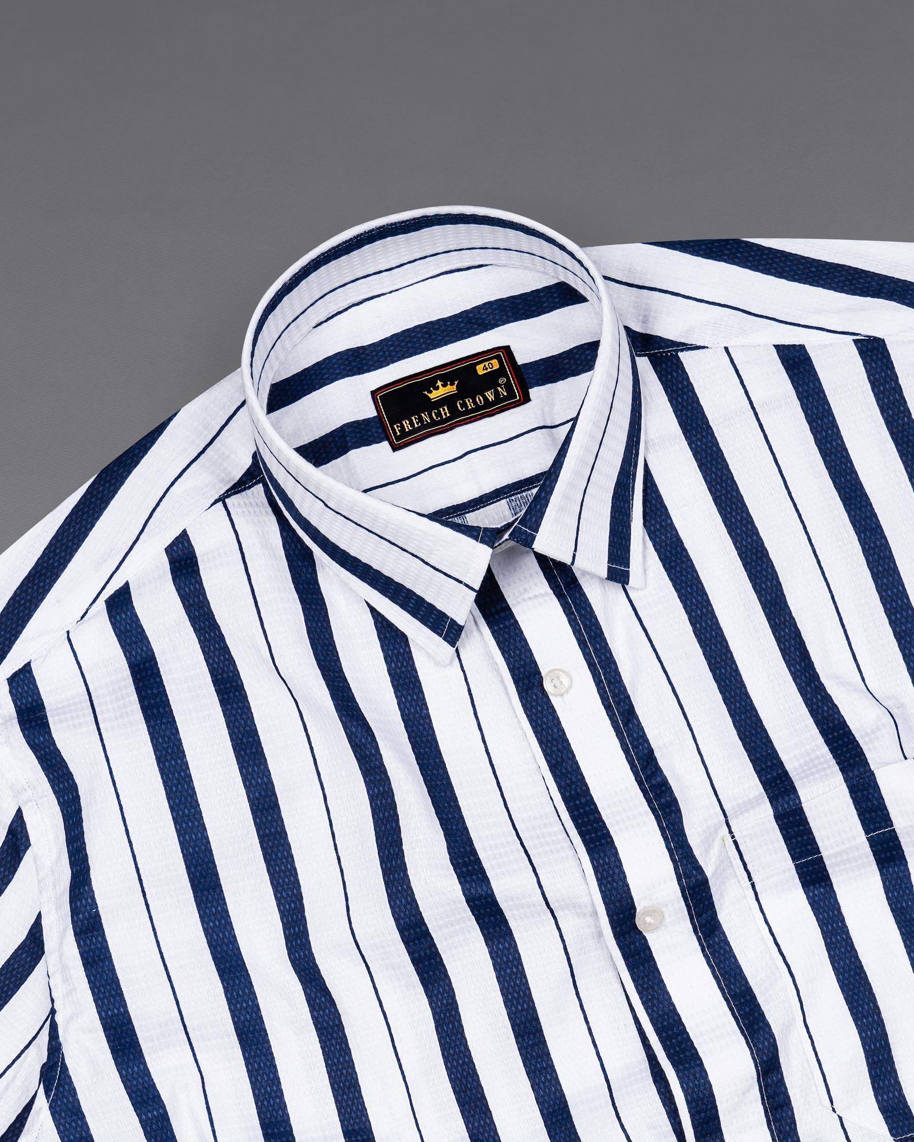 Bright White and Tangaroa Blue Striped Dobby Textured Premium Giza Cotton Shirt 7887-38, 7887-H-38, 7887-39, 7887-H-39, 7887-40, 7887-H-40, 7887-42, 7887-H-42, 7887-44, 7887-H-44, 7887-46, 7887-H-46, 7887-48, 7887-H-48, 7887-50, 7887-H-50, 7887-52, 7887-H-52