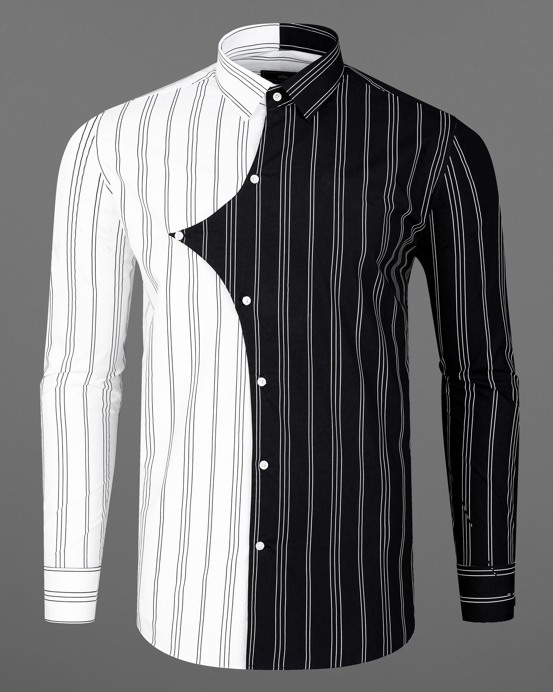 Half White With Half Black Pin Striped Twill Premium Cotton Designer Shirt7899-D22-38, 7899-D22-H-38, 7899-D22-39, 7899-D22-H-39, 7899-D22-40, 7899-D22-H-40, 7899-D22-42, 7899-D22-H-42, 7899-D22-44, 7899-D22-H-44, 7899-D22-46, 7899-D22-H-46, 7899-D22-48, 7899-D22-H-48, 7899-D22-50, 7899-D22-H-50, 7899-D22-52, 7899-D22-H-52