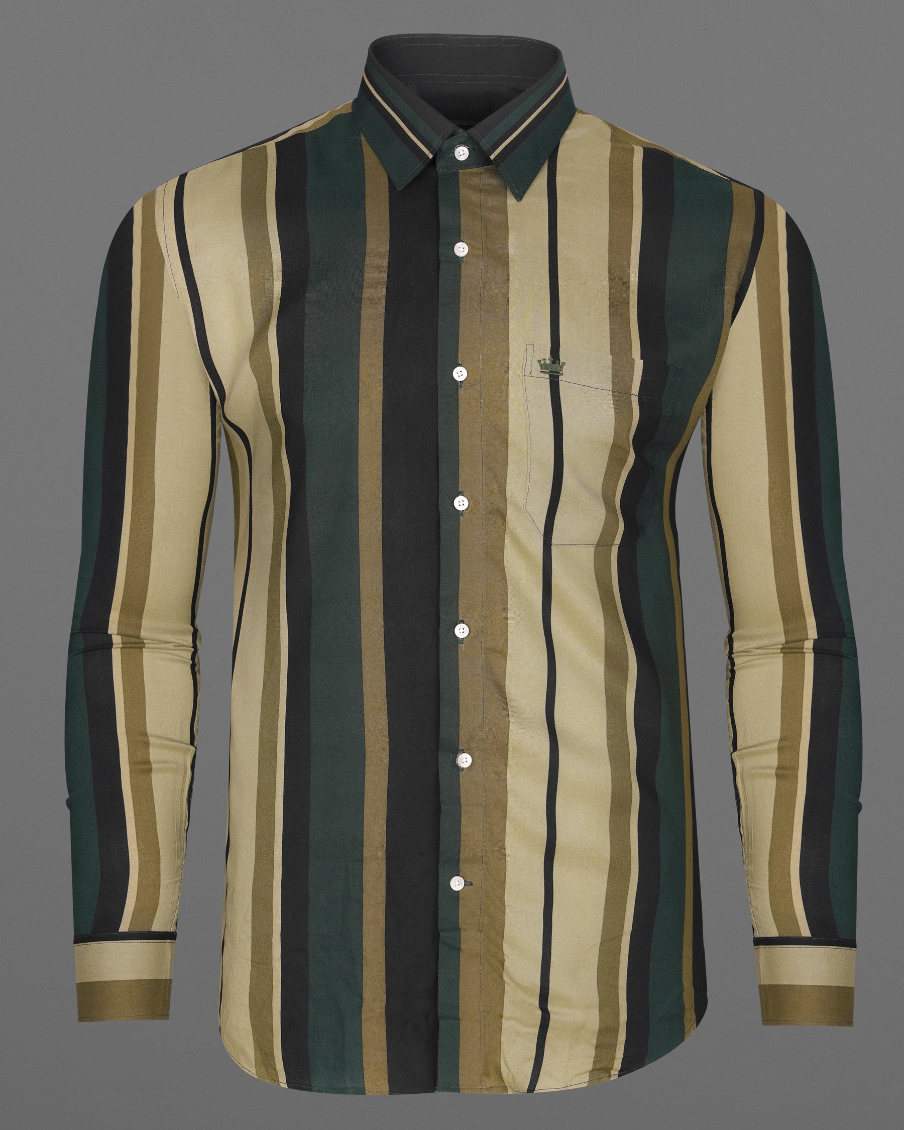 Clay Light Green and Heathered Brown Striped Premium Tencel Shirt 7901-38, 7901-H-38, 7901-39, 7901-H-39, 7901-40, 7901-H-40, 7901-42, 7901-H-42, 7901-44, 7901-H-44, 7901-46, 7901-H-46, 7901-48, 7901-H-48, 7901-50, 7901-H-50, 7901-52, 7901-H-52