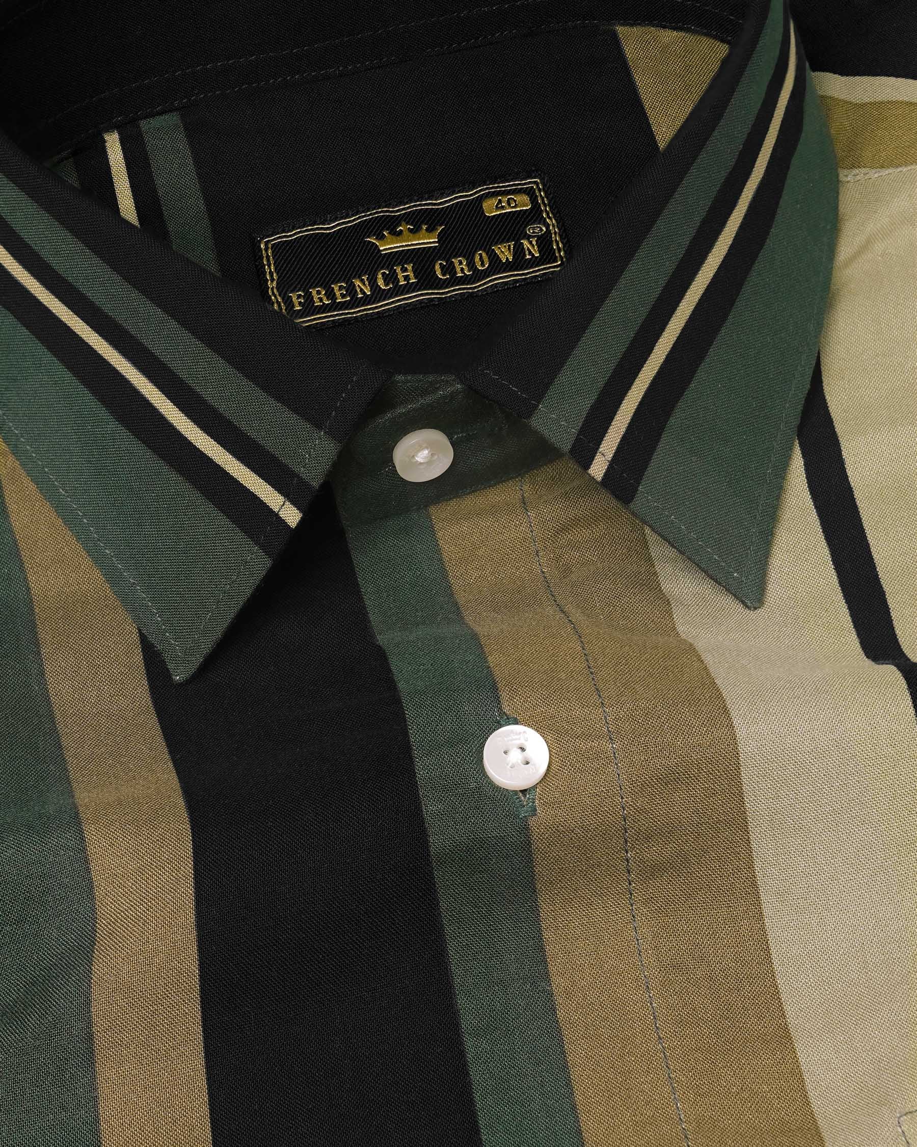 Clay Light Green and Heathered Brown Striped Premium Tencel Shirt 7901-38, 7901-H-38, 7901-39, 7901-H-39, 7901-40, 7901-H-40, 7901-42, 7901-H-42, 7901-44, 7901-H-44, 7901-46, 7901-H-46, 7901-48, 7901-H-48, 7901-50, 7901-H-50, 7901-52, 7901-H-52