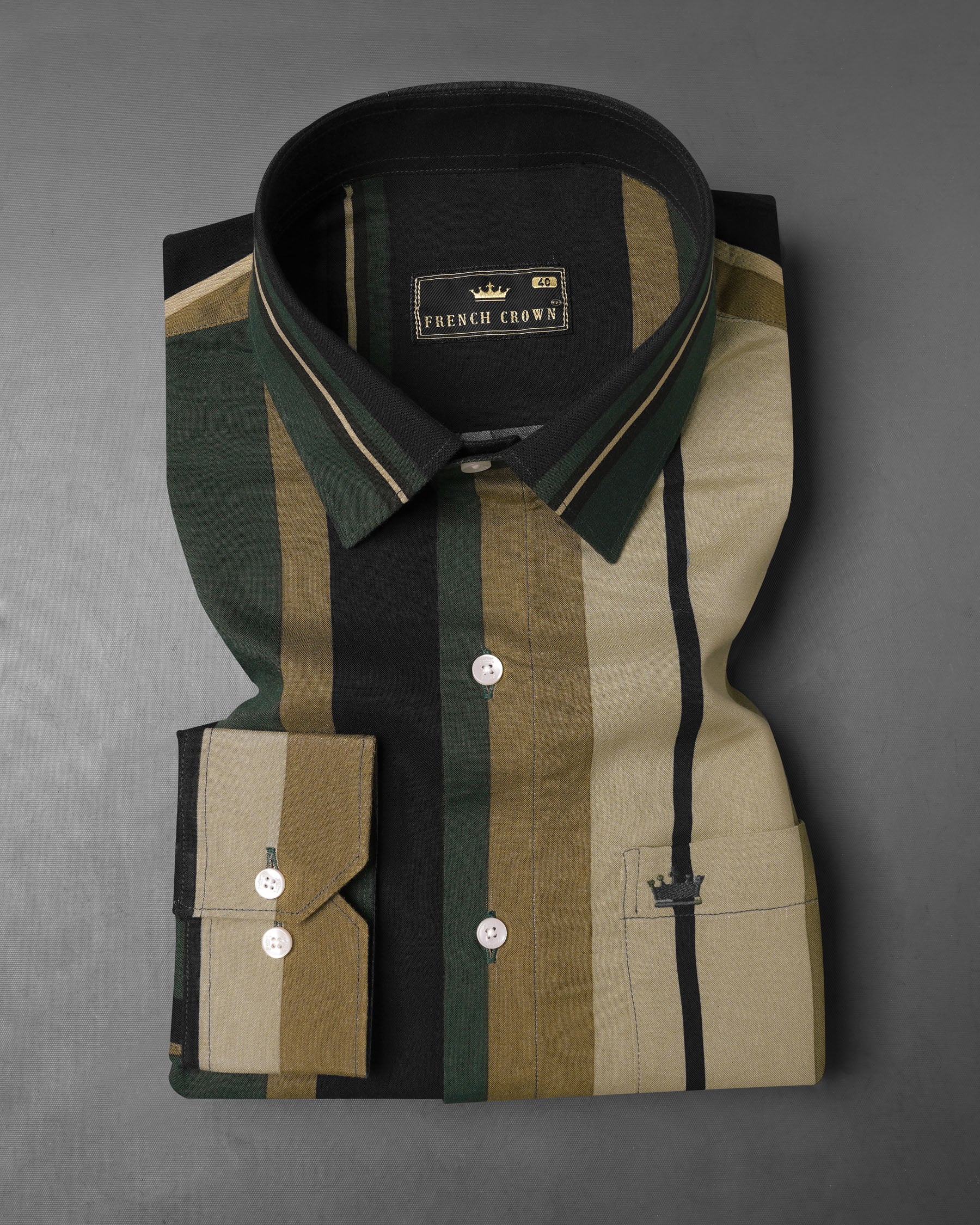 Clay Light Green and Heathered Brown Striped Premium Tencel Shirt 7901-38, 7901-H-38, 7901-39, 7901-H-39, 7901-40, 7901-H-40, 7901-42, 7901-H-42, 7901-44, 7901-H-44, 7901-46, 7901-H-46, 7901-48, 7901-H-48, 7901-50, 7901-H-50, 7901-52, 7901-H-52