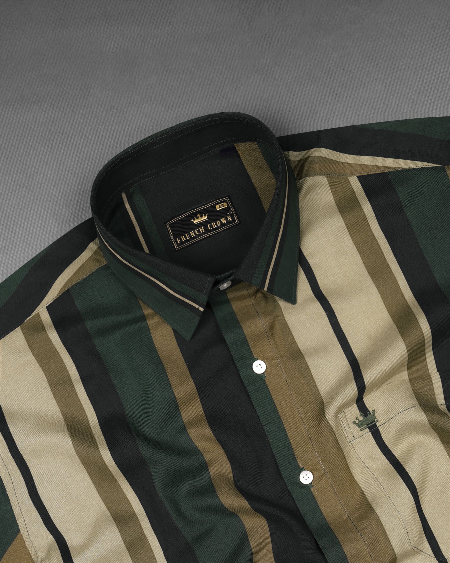 Clay Light Green and Heathered Brown Striped Premium Tencel Shirt 7901 -38,7901 -H-38,7901 -39,7901 -H-39,7901 -40,7901 -H-40,7901 -42,7901 -H-42,7901 -44,7901 -H-44,7901 -46,7901 -H-46,7901 -48,7901 -H-48,7901 -50,7901 -H-50,7901 -52,7901 -H-52