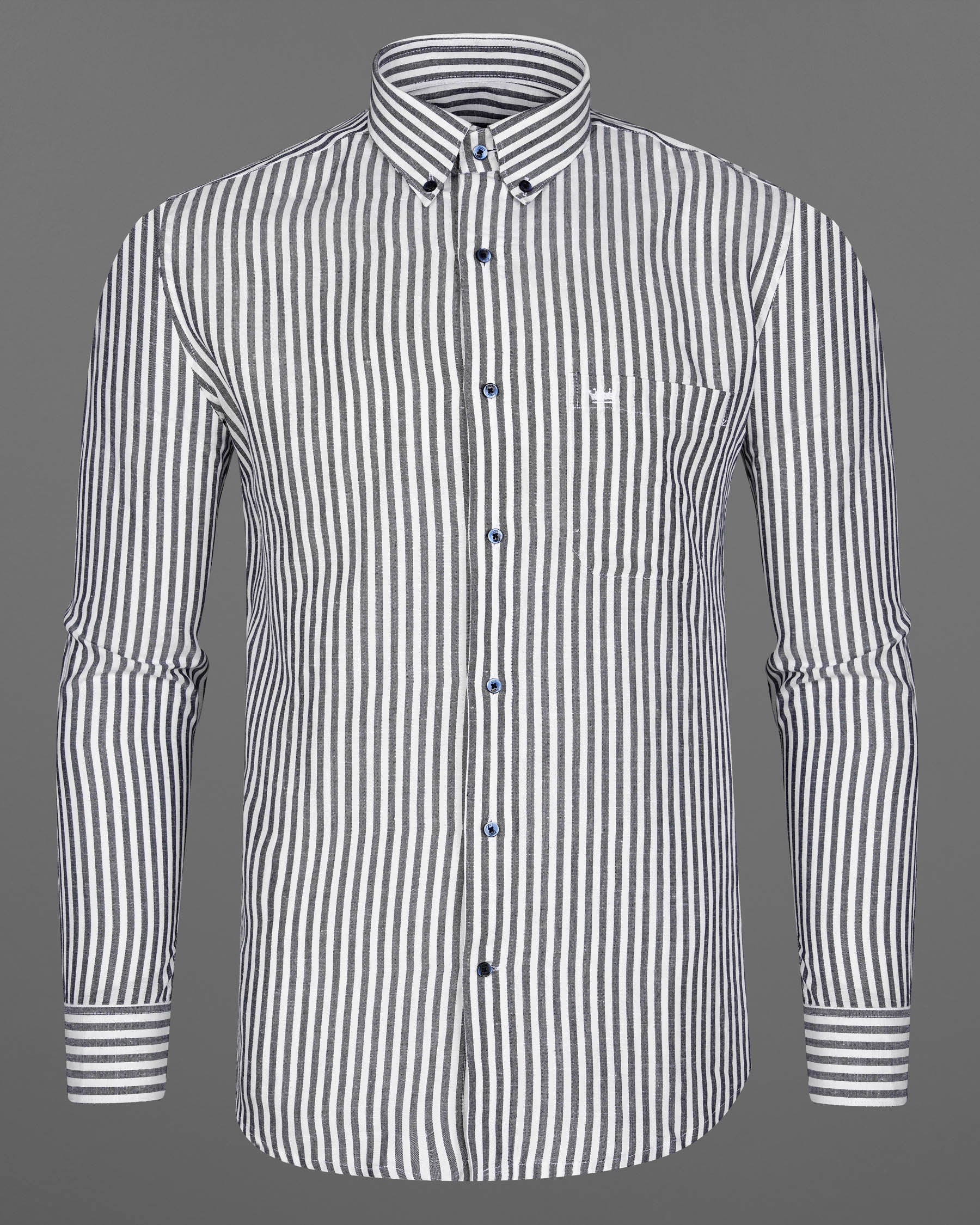Bright White and Comet Gray Striped Luxurious Linen Shirt 7910-BD-BLE-38, 7910-BD-BLE-H-38, 7910-BD-BLE-39, 7910-BD-BLE-H-39, 7910-BD-BLE-40, 7910-BD-BLE-H-40, 7910-BD-BLE-42, 7910-BD-BLE-H-42, 7910-BD-BLE-44, 7910-BD-BLE-H-44, 7910-BD-BLE-46, 7910-BD-BLE-H-46, 7910-BD-BLE-48, 7910-BD-BLE-H-48, 7910-BD-BLE-50, 7910-BD-BLE-H-50, 7910-BD-BLE-52, 7910-BD-BLE-H-52