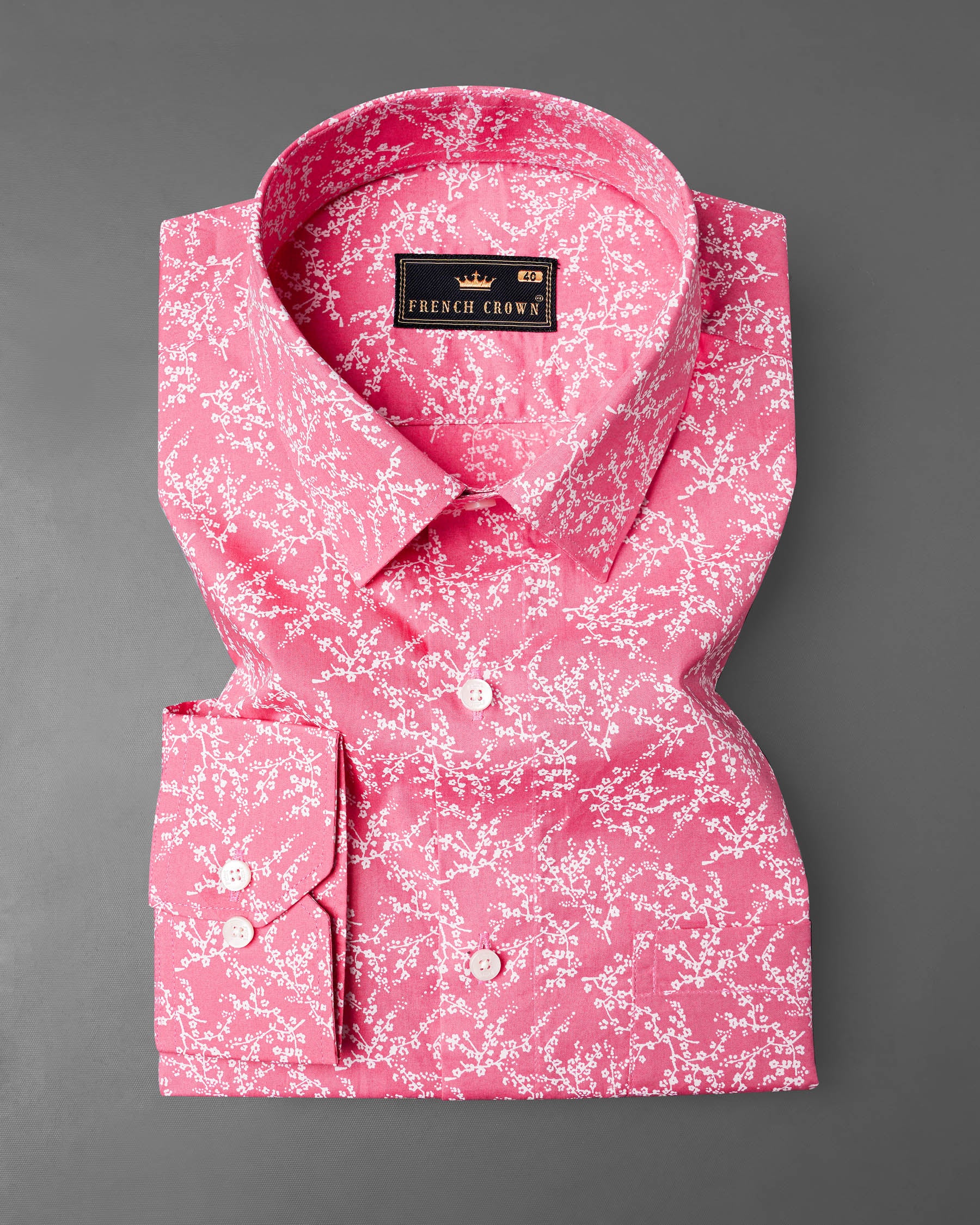 Light Thulian Pink Ditzy Printed Premium Cotton Shirt 7917-38, 7917-H-38, 7917-39, 7917-H-39, 7917-40, 7917-H-40, 7917-42, 7917-H-42, 7917-44, 7917-H-44, 7917-46, 7917-H-46, 7917-48, 7917-H-48, 7917-50, 7917-H-50, 7917-52, 7917-H-52