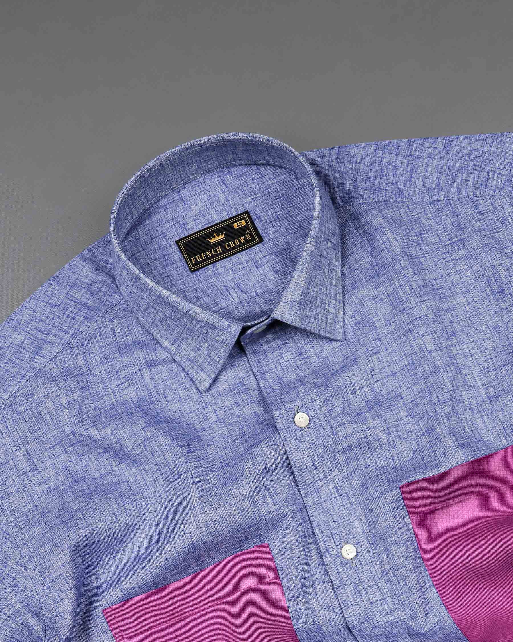 Chetwode Blue With Purple Two Side Pocket Chambray Premium Cotton Designer Shirt 7946-P196-38, 7946-P196-H-38, 7946-P196-39, 7946-P196-H-39, 7946-P196-40, 7946-P196-H-40, 7946-P196-42, 7946-P196-H-42, 7946-P196-44, 7946-P196-H-44, 7946-P196-46, 7946-P196-H-46, 7946-P196-48, 7946-P196-H-48, 7946-P196-50, 7946-P196-H-50, 7946-P196-52, 7946-P196-H-52