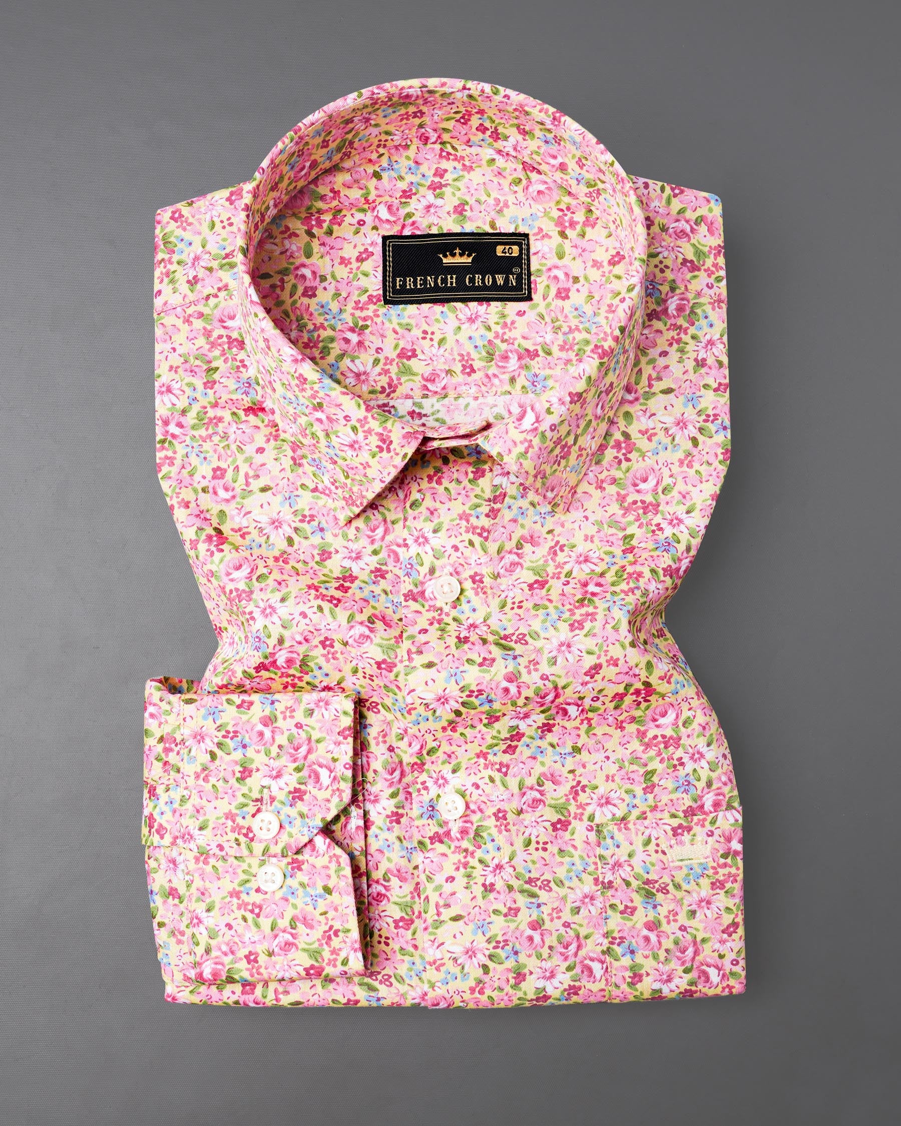 Cupid Pink With Multicolored Ditzy Printed Premium Cotton Shirt 7963-38, 7963-H-38, 7963-39, 7963-H-39, 7963-40, 7963-H-40, 7963-42, 7963-H-42, 7963-44, 7963-H-44, 7963-46, 7963-H-46, 7963-48, 7963-H-48, 7963-50, 7963-H-50, 7963-52, 7963-H-52