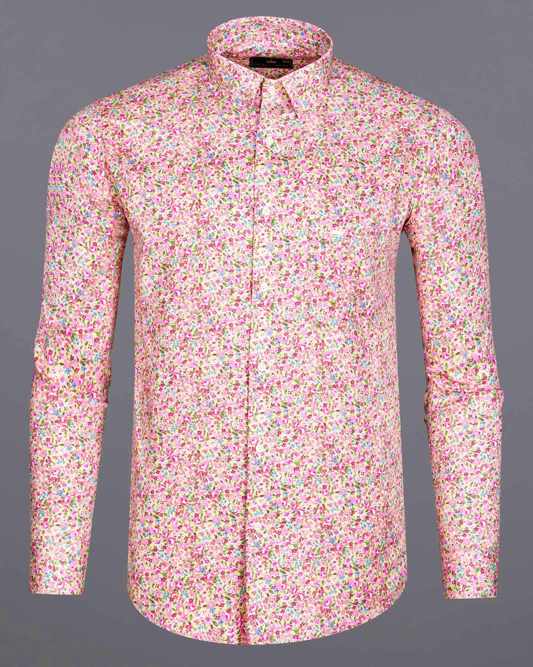 Cupid Pink With Multicolored Ditzy Printed Premium Cotton Shirt 7963-38, 7963-H-38, 7963-39, 7963-H-39, 7963-40, 7963-H-40, 7963-42, 7963-H-42, 7963-44, 7963-H-44, 7963-46, 7963-H-46, 7963-48, 7963-H-48, 7963-50, 7963-H-50, 7963-52, 7963-H-52