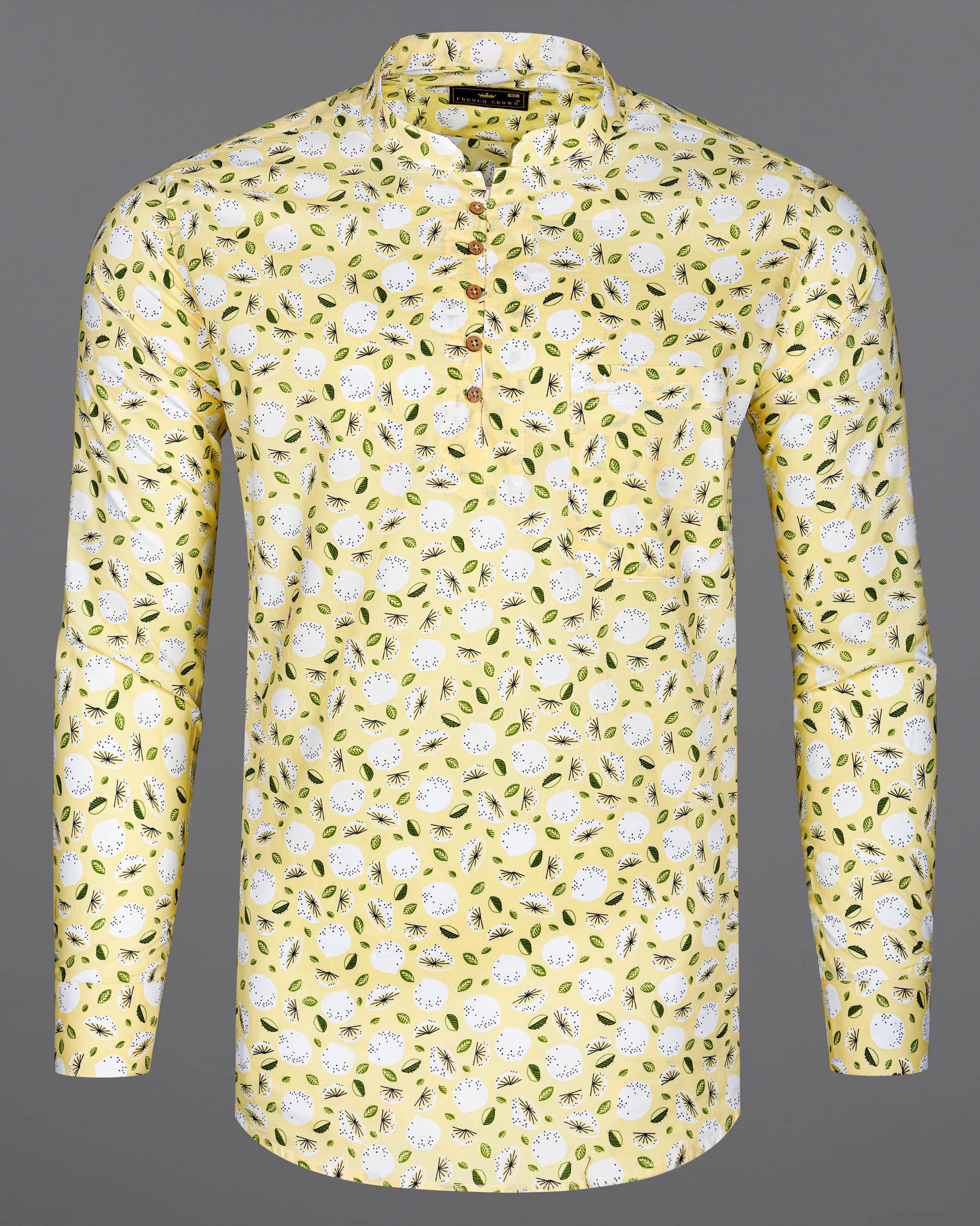 Pale Goldenrod Yellow Floral Printed Premium Cotton Kurta Shirt 7979-KS-38, 7979-KS-H-38, 7979-KS-39, 7979-KS-H-39, 7979-KS-40, 7979-KS-H-40, 7979-KS-42, 7979-KS-H-42, 7979-KS-44, 7979-KS-H-44, 7979-KS-46, 7979-KS-H-46, 7979-KS-48, 7979-KS-H-48, 7979-KS-50, 7979-KS-H-50, 7979-KS-52, 7979-KS-H-52