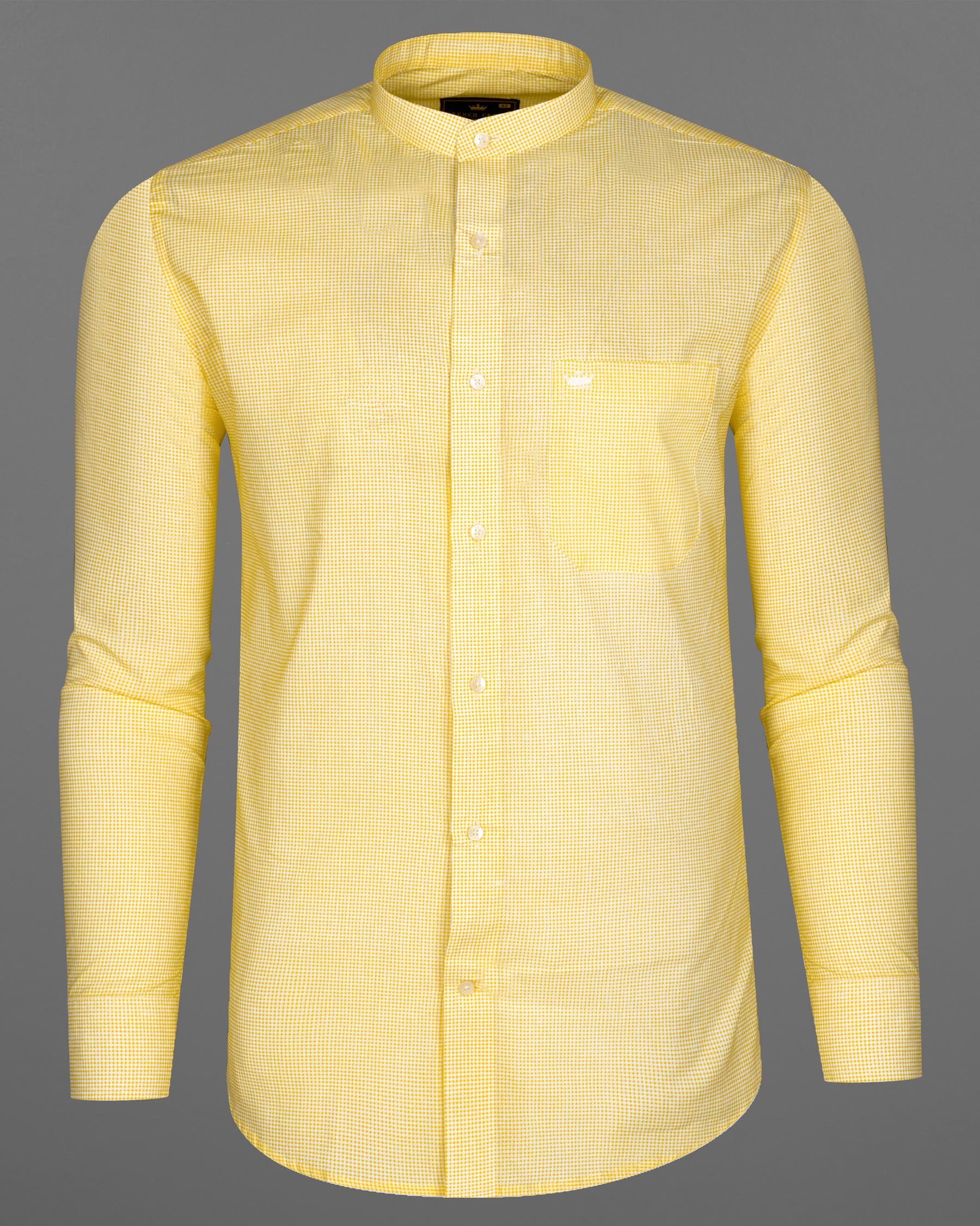 Dandelion Yellow and Bright White Mini Checkered Premium Cotton Shirt 7980-M-38, 7980-M-H-38, 7980-M-39, 7980-M-H-39, 7980-M-40, 7980-M-H-40, 7980-M-42, 7980-M-H-42, 7980-M-44, 7980-M-H-44, 7980-M-46, 7980-M-H-46, 7980-M-48, 7980-M-H-48, 7980-M-50, 7980-M-H-50, 7980-M-52, 7980-M-H-52