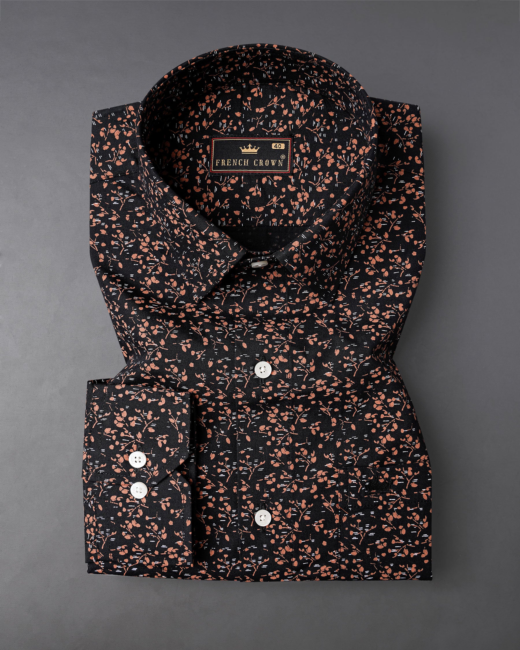 Jade Black Ditzy Printed Royal Oxford Shirt 7981-38, 7981-H-38, 7981-39, 7981-H-39, 7981-40, 7981-H-40, 7981-42, 7981-H-42, 7981-44, 7981-H-44, 7981-46, 7981-H-46, 7981-48, 7981-H-48, 7981-50, 7981-H-50, 7981-52, 7981-H-52