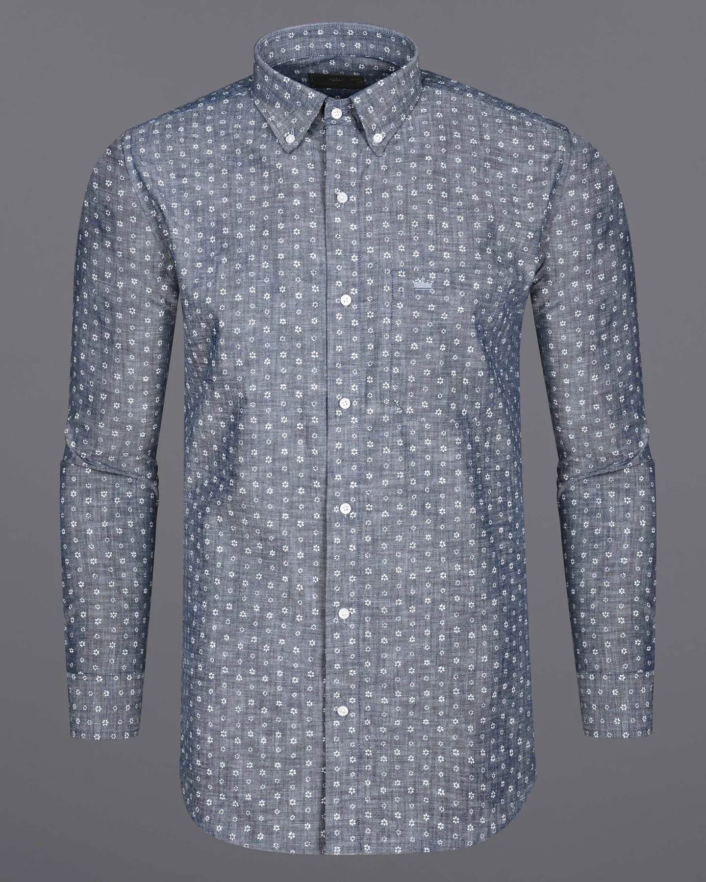 East Bay Gray Ditzy Floral Printed Chambray Premium Cotton Shirt 7984-BD-38, 7984-BD-H-38, 7984-BD-39, 7984-BD-H-39, 7984-BD-40, 7984-BD-H-40, 7984-BD-42, 7984-BD-H-42, 7984-BD-44, 7984-BD-H-44, 7984-BD-46, 7984-BD-H-46, 7984-BD-48, 7984-BD-H-48, 7984-BD-50, 7984-BD-H-50, 7984-BD-52, 7984-BD-H-52