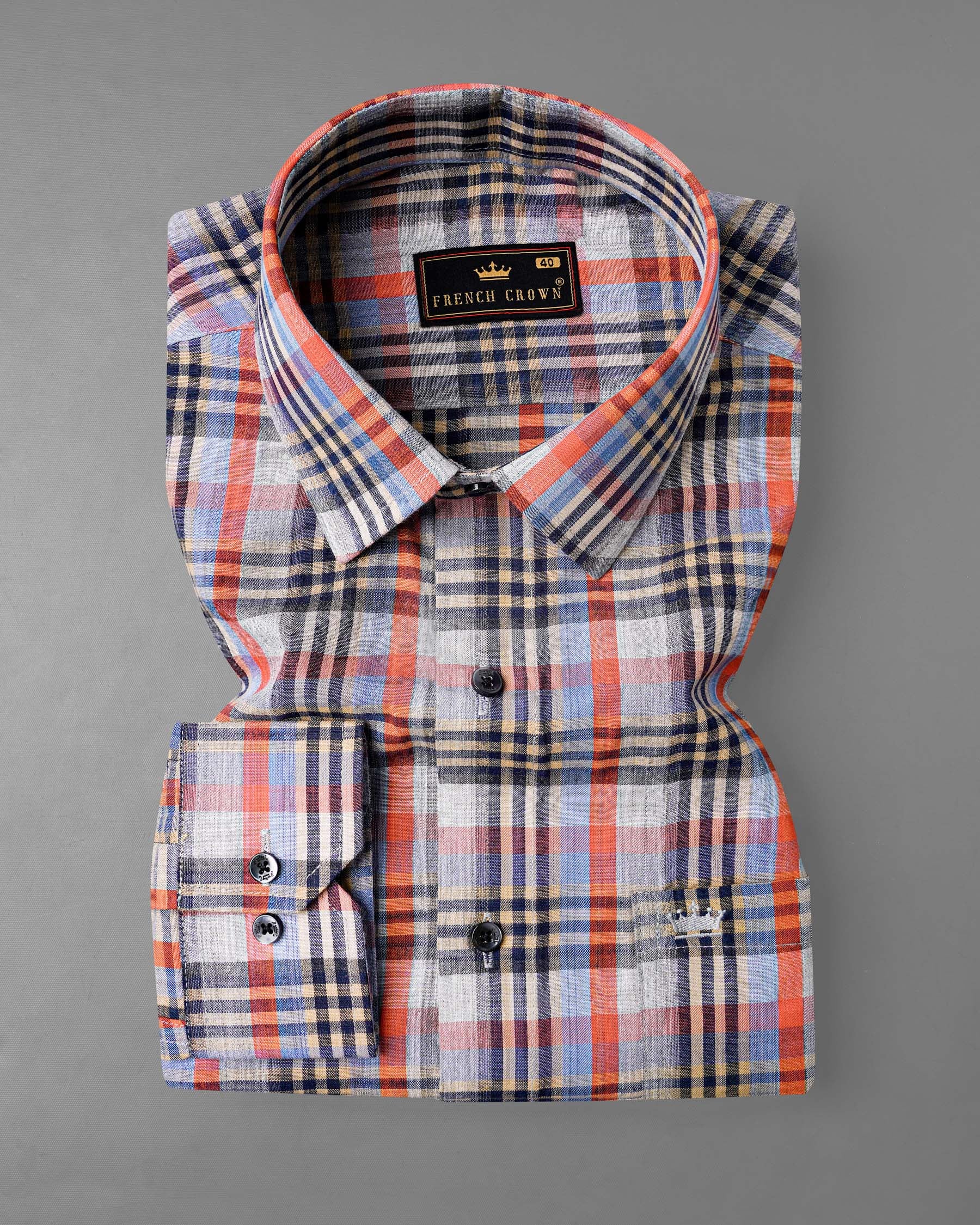 Flame Pea Red and Mirage Navy Blue Plaid Chambray Premium Cotton Shirt 7987-BLK-38, 7987-BLK-H-38, 7987-BLK-39, 7987-BLK-H-39, 7987-BLK-40, 7987-BLK-H-40, 7987-BLK-42, 7987-BLK-H-42, 7987-BLK-44, 7987-BLK-H-44, 7987-BLK-46, 7987-BLK-H-46, 7987-BLK-48, 7987-BLK-H-48, 7987-BLK-50, 7987-BLK-H-50, 7987-BLK-52, 7987-BLK-H-52