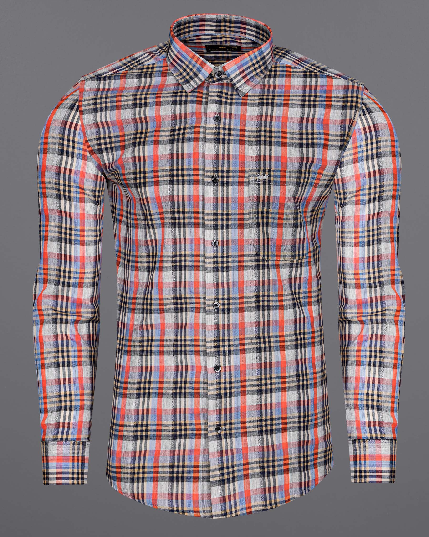 Flame Pea Red and Mirage Navy Blue Plaid Chambray Premium Cotton Shirt 7987-BLK-38, 7987-BLK-H-38, 7987-BLK-39, 7987-BLK-H-39, 7987-BLK-40, 7987-BLK-H-40, 7987-BLK-42, 7987-BLK-H-42, 7987-BLK-44, 7987-BLK-H-44, 7987-BLK-46, 7987-BLK-H-46, 7987-BLK-48, 7987-BLK-H-48, 7987-BLK-50, 7987-BLK-H-50, 7987-BLK-52, 7987-BLK-H-52