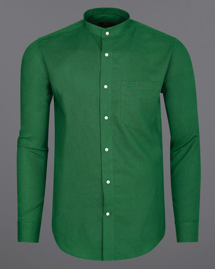 CRUSOE GREEN LUXURIOUS LINEN SHIRT