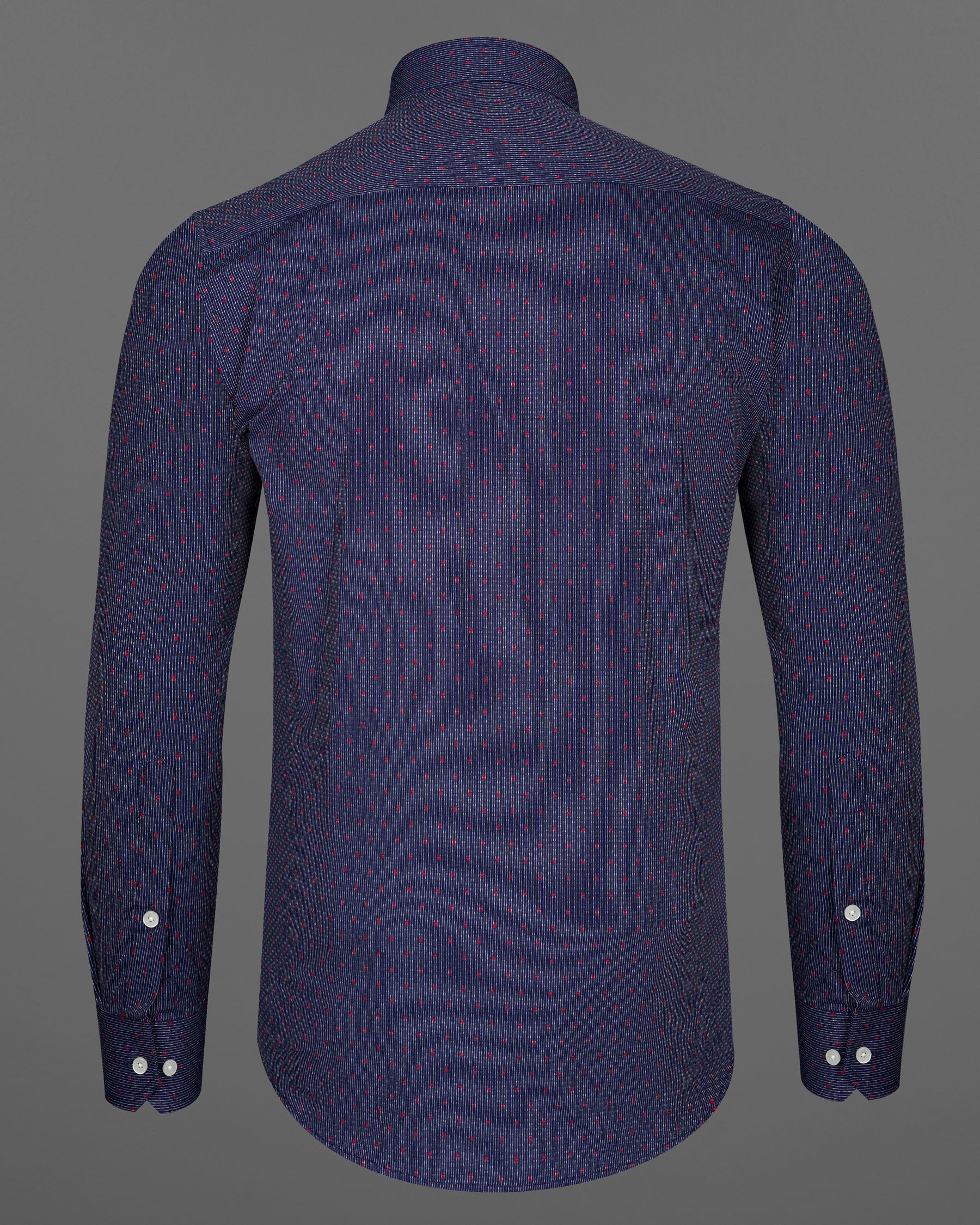 Port Gore Blue and Cadmium Red Dobby Textured Premium Giza Cotton Shirt