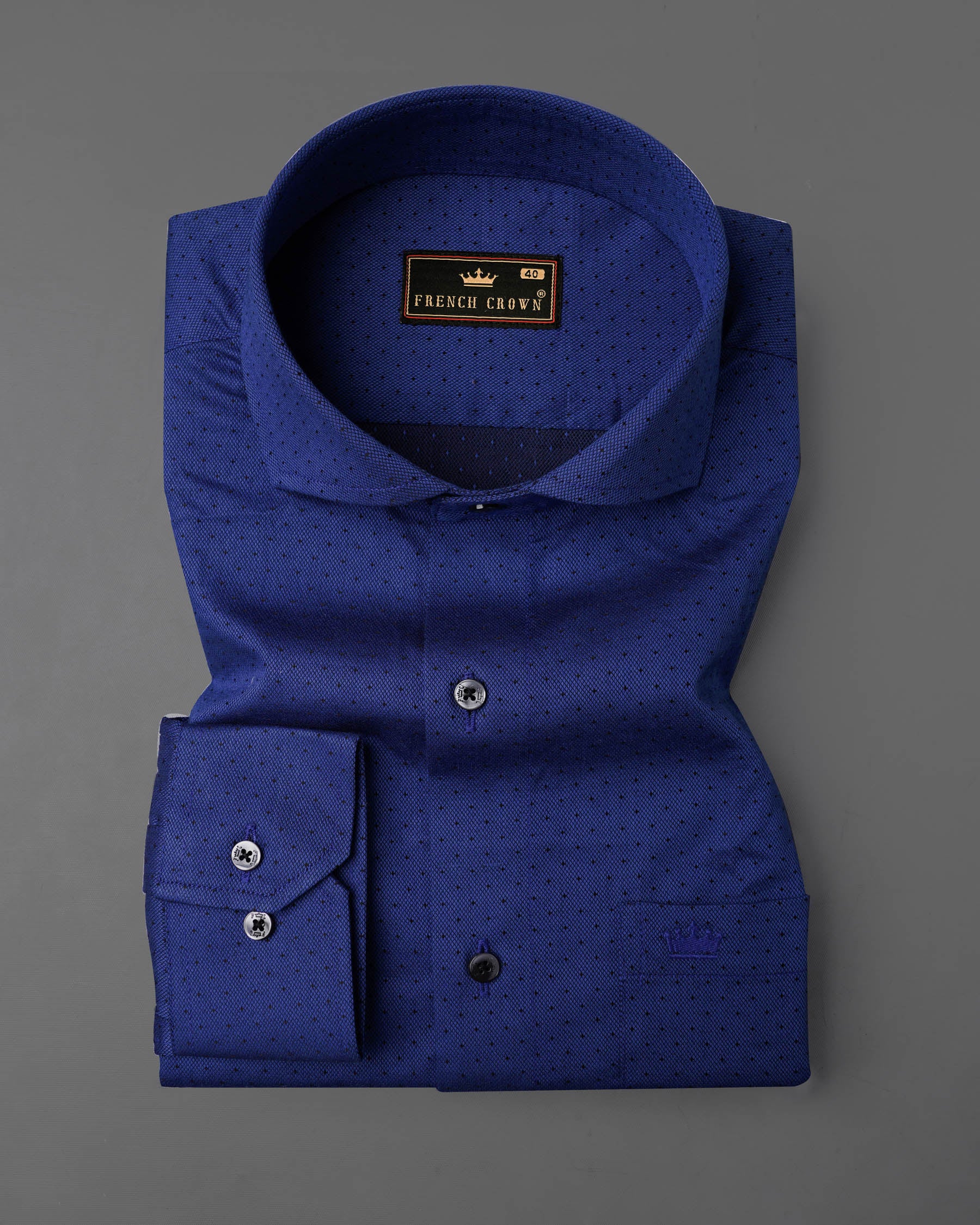 Sapphire Blue Dobby Textured Premium Giza Cotton Shirt