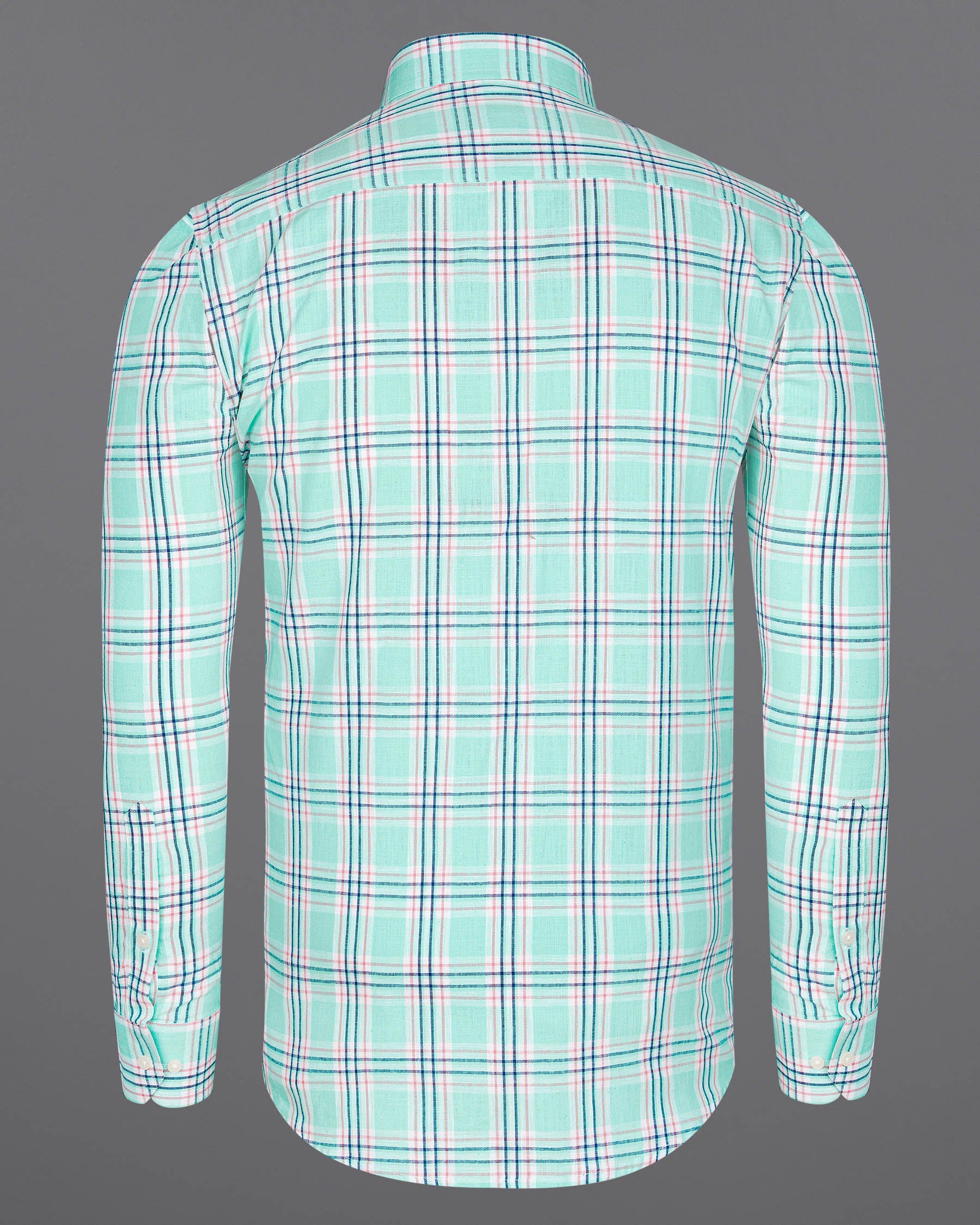 Cruise Aqua Sea Green With Astronaut Blue Plaid Luxurious Linen Shirt8019-38,8019-H-38,8019-39,8019-H-39,8019-40,8019-H-40,8019-42,8019-H-42,8019-44,8019-H-44,8019-46,8019-H-46,8019-48,8019-H-48,8019-50,8019-H-50,8019-52,8019-H-52