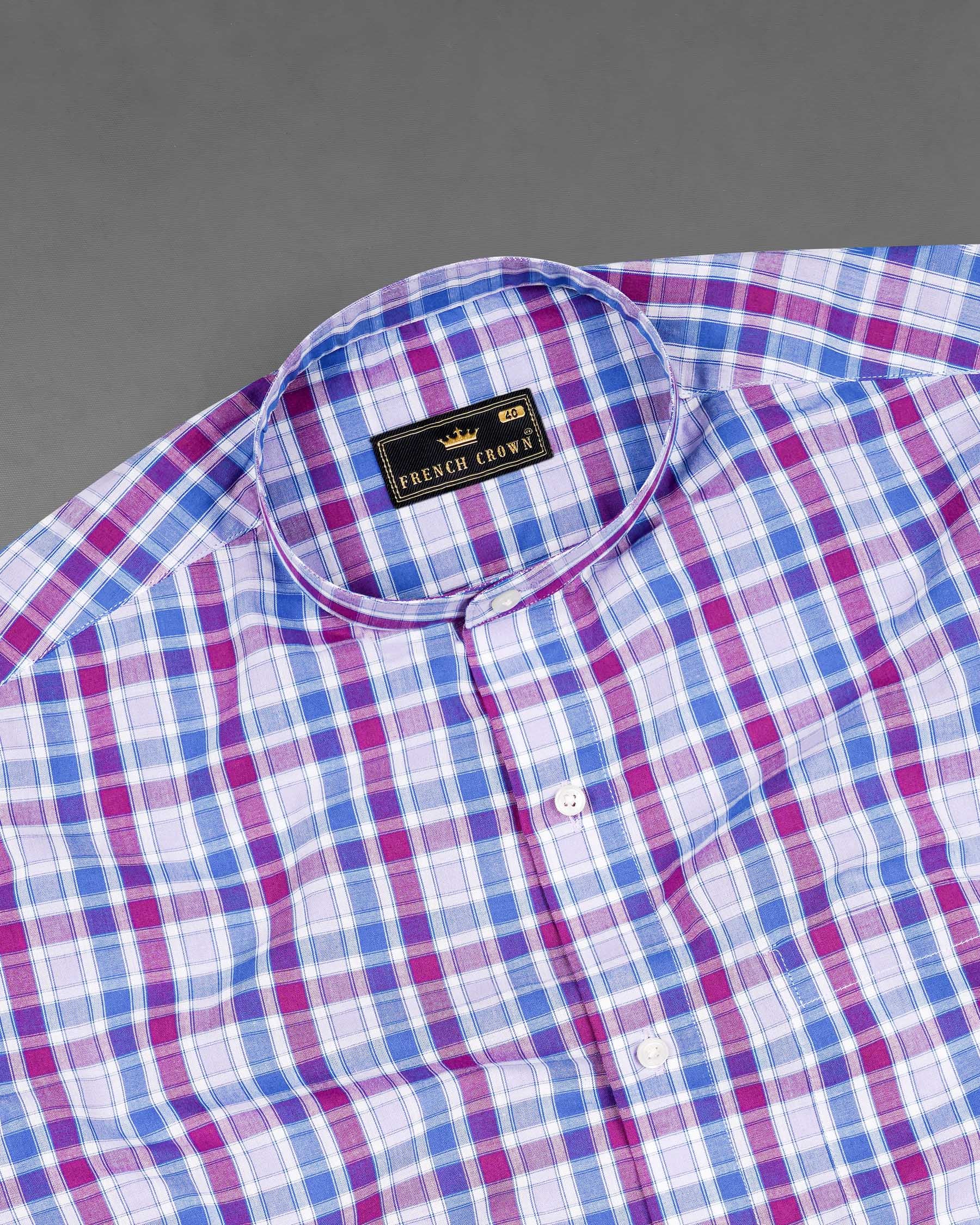 Fandango Purple and Cerulean Blue Plaid Premium Cotton Shirt