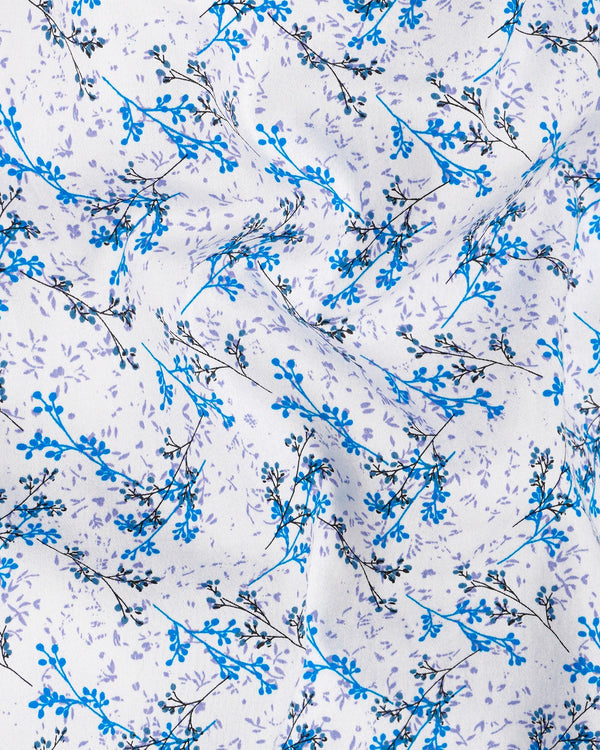 Bright White with Mackerel Blue Ditsy Printed Super Soft Premium Cotton Shirt 8027-M-38, 8027-M-H-38, 8027-M-39,8027-M-H-39, 8027-M-40, 8027-M-H-40, 8027-M-42, 8027-M-H-42, 8027-M-44, 8027-M-H-44, 8027-M-46, 8027-M-H-46, 8027-M-48, 8027-M-H-48, 8027-M-50, 8027-M-H-50, 8027-M-52, 8027-M-H-52