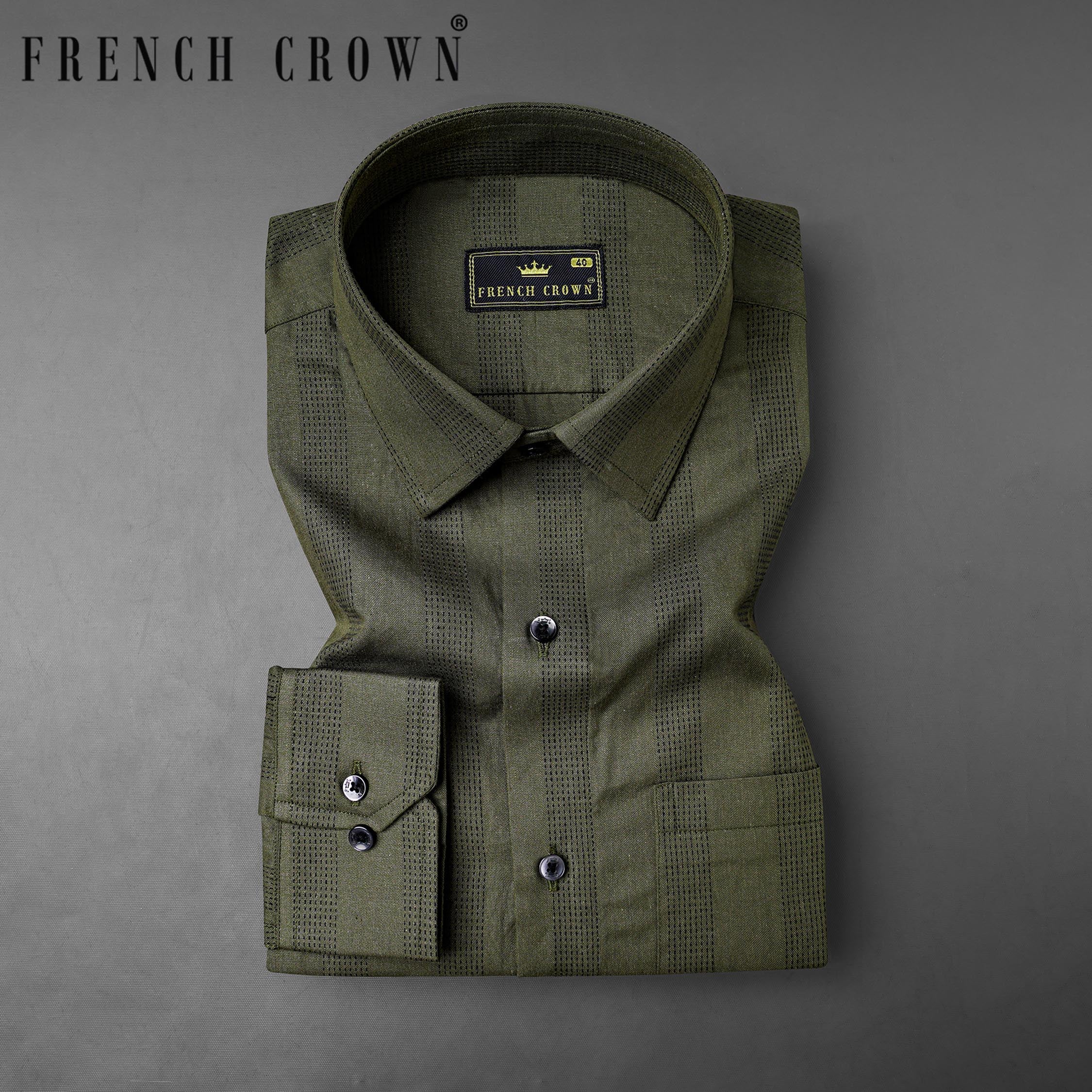 black and green dress shirt Men's Forest Green and Navy Gingham Long Sleeve Dress Shirt, Stain Repellent, Wrinkle Resistant main image 0