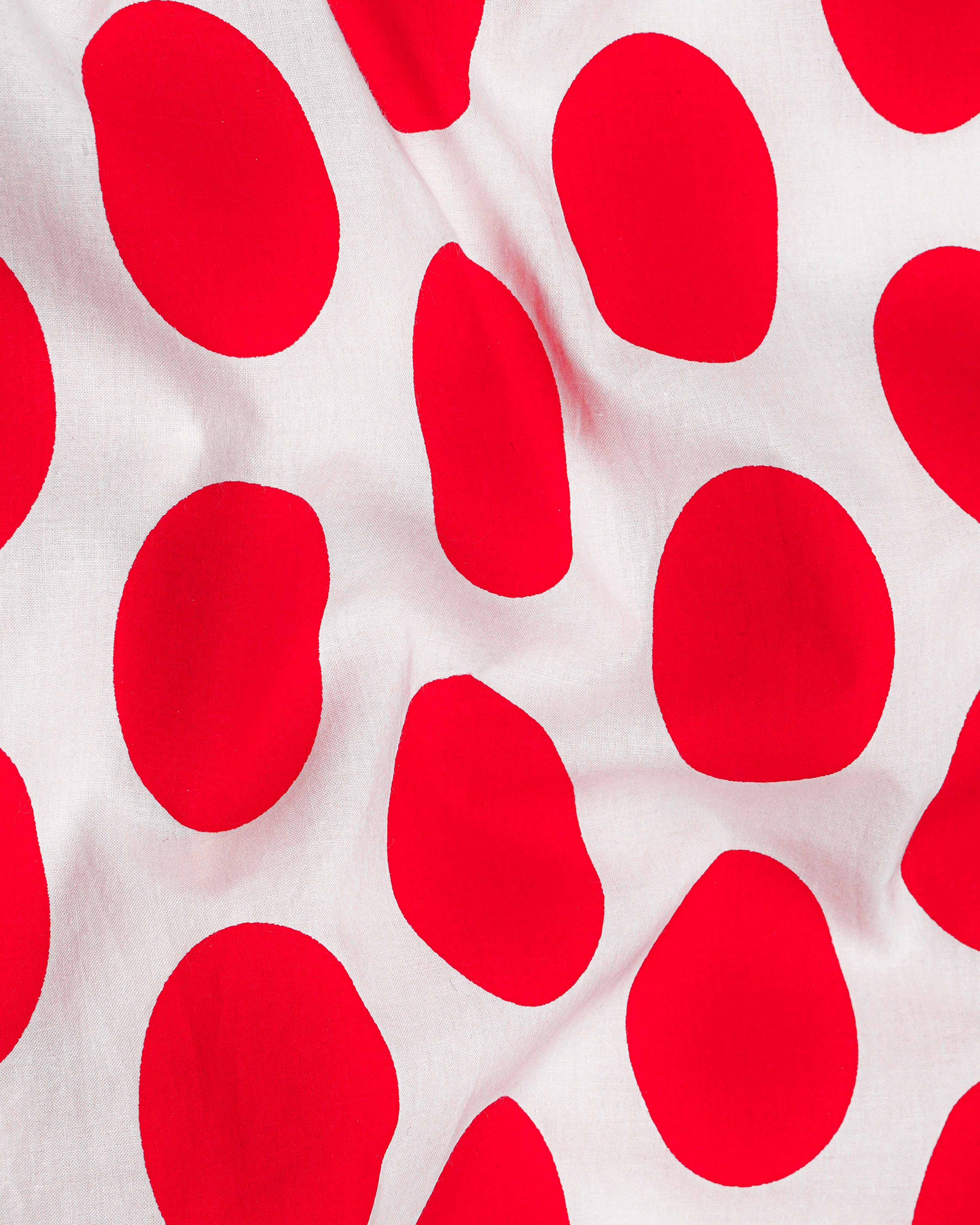 Bright White with Cadmium Red Polka Dotted Premium Cotton Shirt 8041-MN-38, 8041-MN-H-38, 8041-MN-39,8041-MN-H-39, 8041-MN-40, 8041-MN-H-40, 8041-MN-42, 8041-MN-H-42, 8041-MN-44, 8041-MN-H-44, 8041-MN-46, 8041-MN-H-46, 8041-MN-48, 8041-MN-H-48, 8041-MN-50, 8041-MN-H-50, 8041-MN-52, 8041-MN-H-52