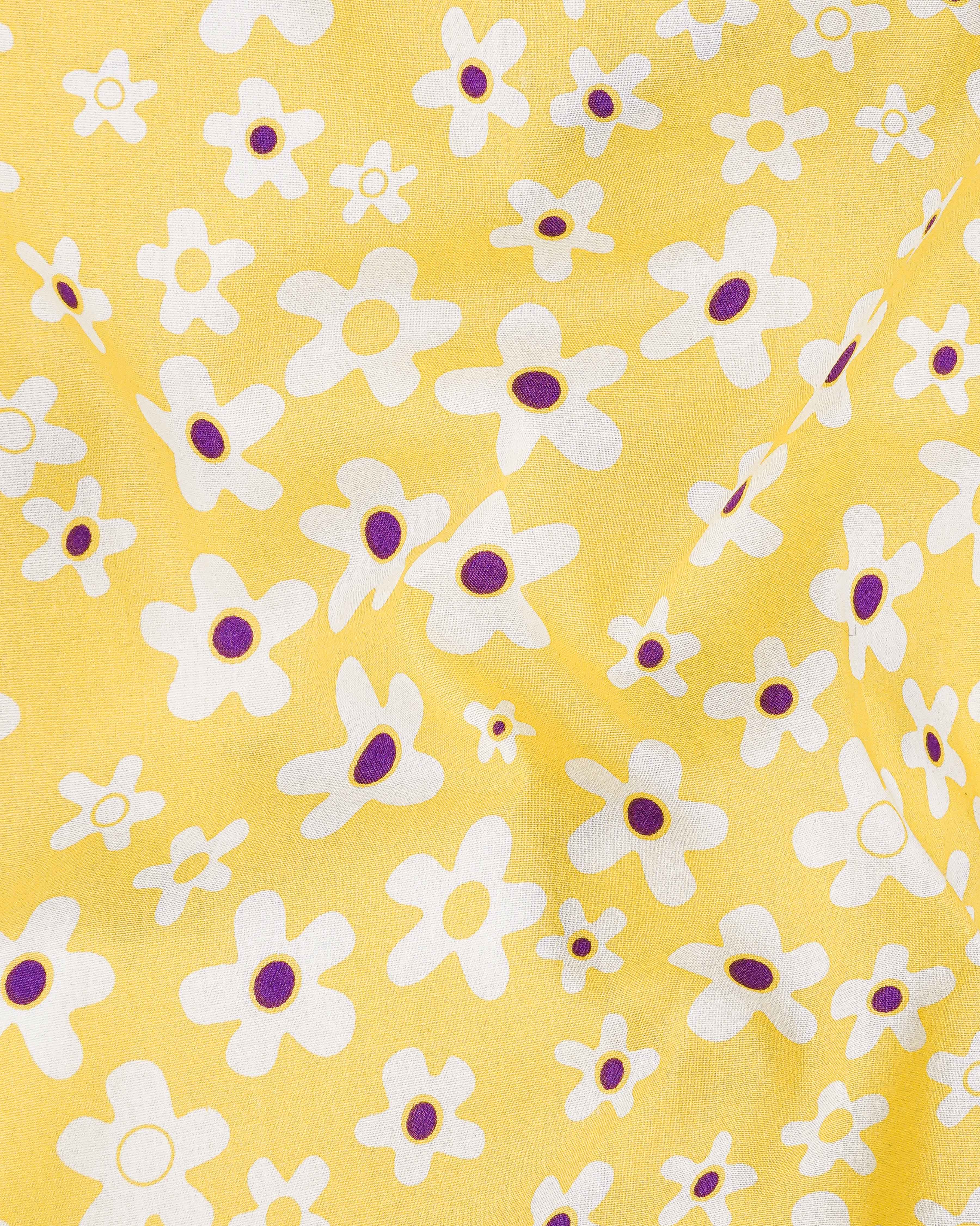 Arylide Yellow Floral Printed Premium Cotton Shirt 8053-38, 8053-H-38, 8053-39, 8053-H-39, 8053-40, 8053-H-40, 8053-42, 8053-H-42, 8053-44, 8053-H-44, 8053-46, 8053-H-46, 8053-48, 8053-H-48, 8053-50, 8053-H-50, 8053-52, 8053-H-52