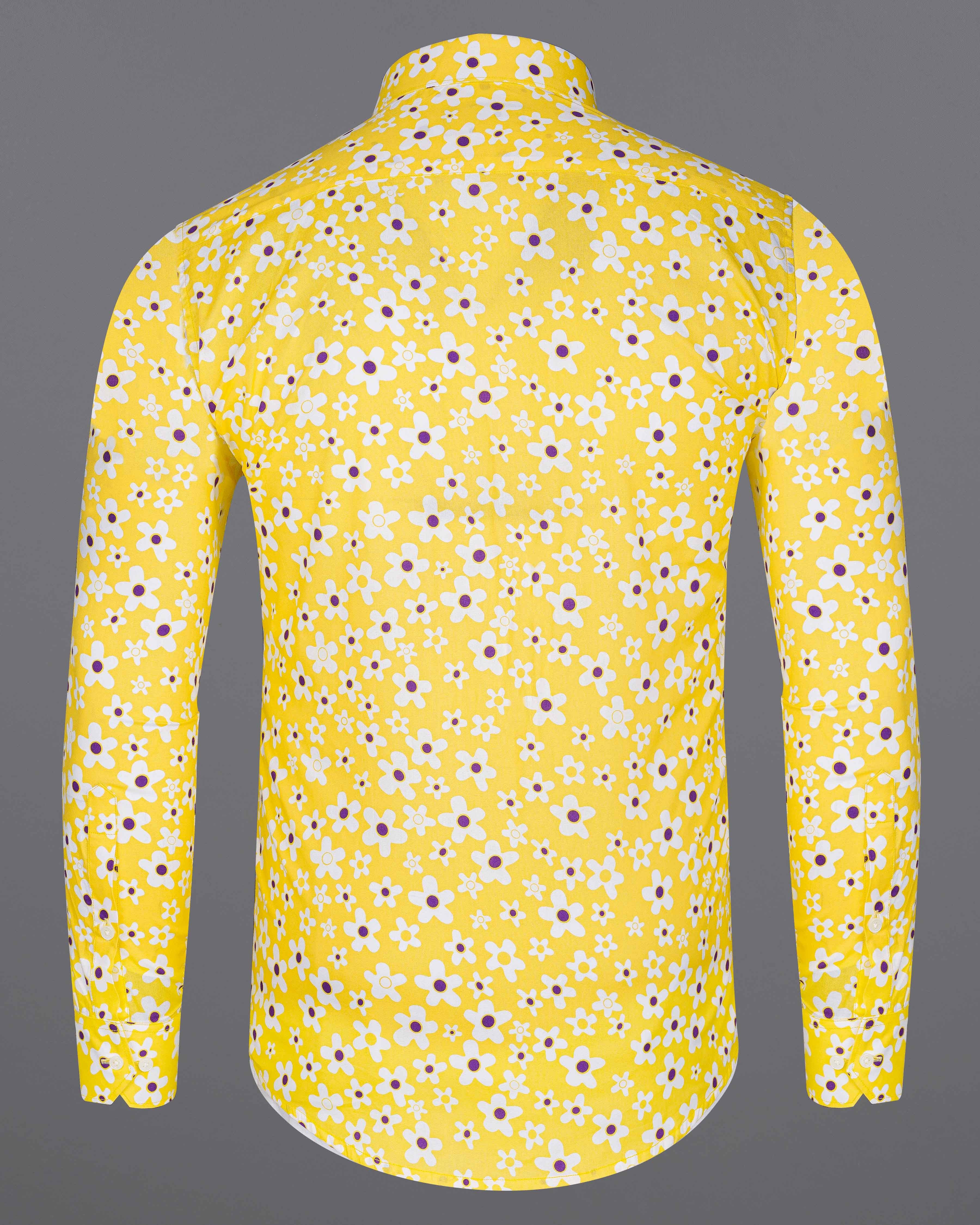 Arylide Yellow Floral Printed Premium Cotton Shirt 8053-38, 8053-H-38, 8053-39, 8053-H-39, 8053-40, 8053-H-40, 8053-42, 8053-H-42, 8053-44, 8053-H-44, 8053-46, 8053-H-46, 8053-48, 8053-H-48, 8053-50, 8053-H-50, 8053-52, 8053-H-52