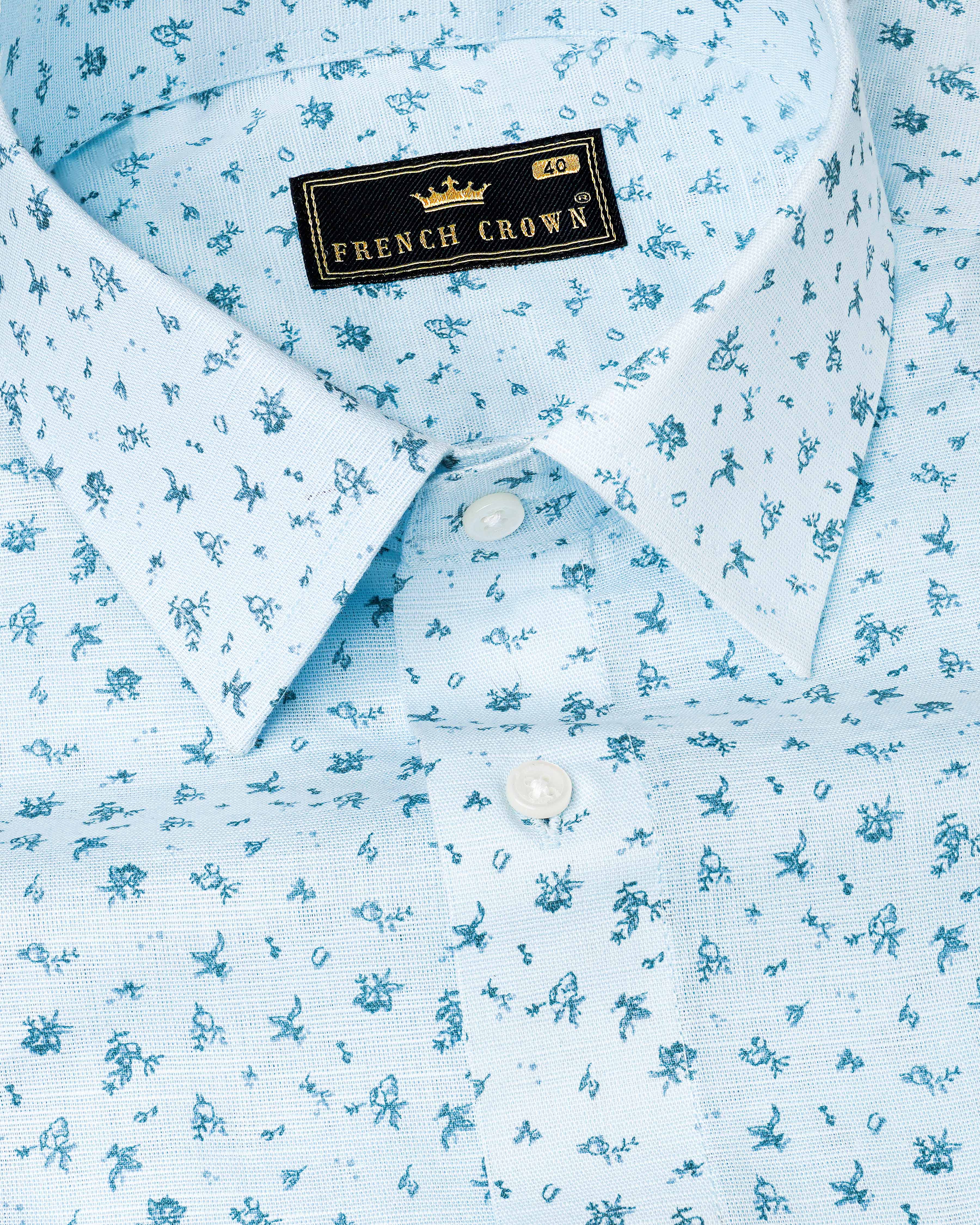 Mercury Blue Printed Luxurious Linen Shirt 8061-38, 8061-H-38, 8061-39, 8061-H-39, 8061-40, 8061-H-40, 8061-42, 8061-H-42, 8061-44, 8061-H-44, 8061-46, 8061-H-46, 8061-48, 8061-H-48, 8061-50, 8061-H-50, 8061-52, 8061-H-52