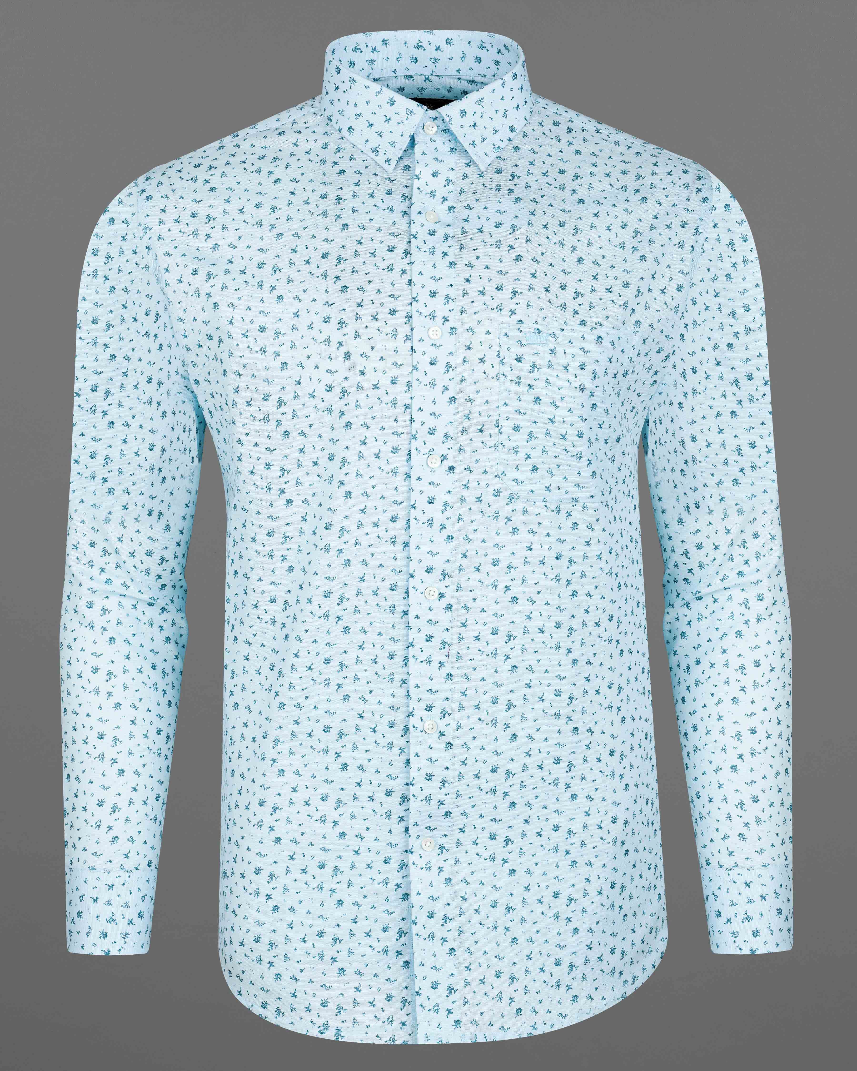 Mercury Blue Printed Luxurious Linen Shirt 8061-38, 8061-H-38, 8061-39, 8061-H-39, 8061-40, 8061-H-40, 8061-42, 8061-H-42, 8061-44, 8061-H-44, 8061-46, 8061-H-46, 8061-48, 8061-H-48, 8061-50, 8061-H-50, 8061-52, 8061-H-52