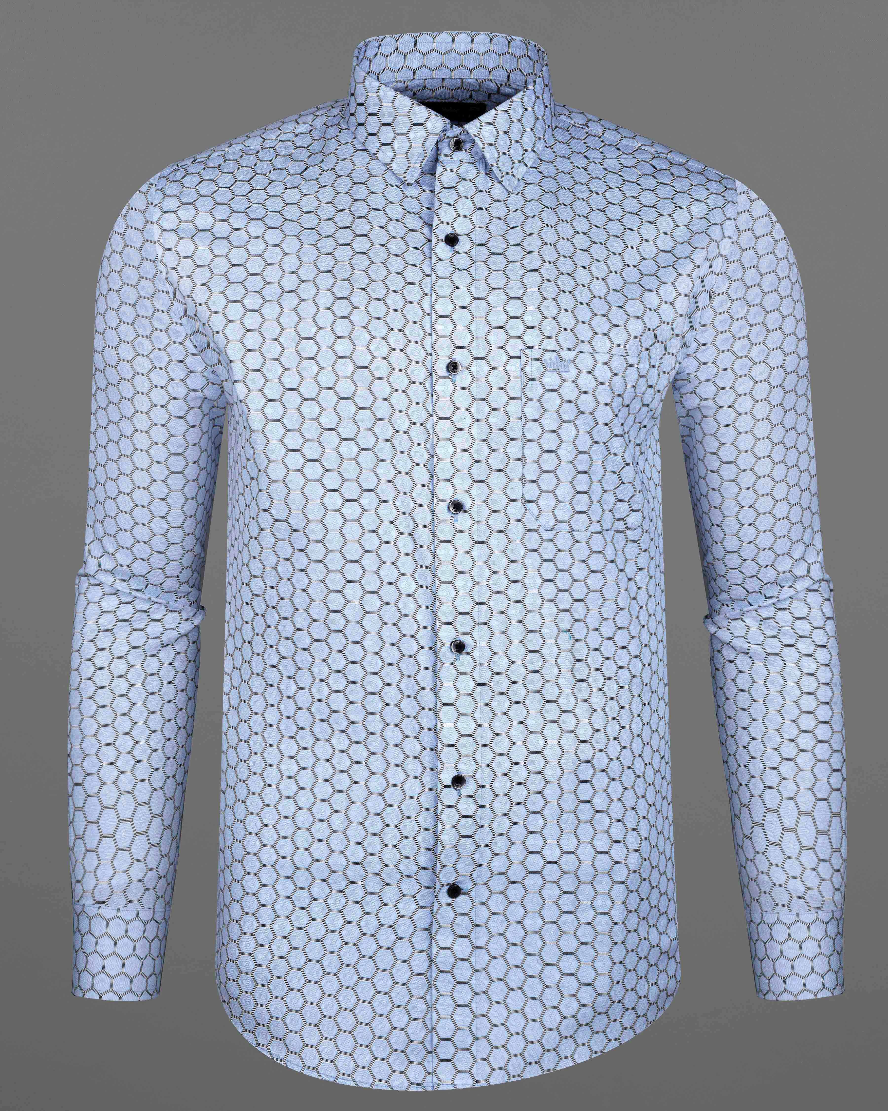 Spindle Sky Blue Hexagonal Printed Super Soft Premium Cotton Shirt 8062-BLK-38, 8062-BLK-H-38, 8062-BLK-39, 8062-BLK-H-39, 8062-BLK-40, 8062-BLK-H-40, 8062-BLK-42, 8062-BLK-H-42, 8062-BLK-44, 8062-BLK-H-44, 8062-BLK-46, 8062-BLK-H-46, 8062-BLK-48, 8062-BLK-H-48, 8062-BLK-50, 8062-BLK-H-50, 8062-BLK-52, 8062-BLK-H-52