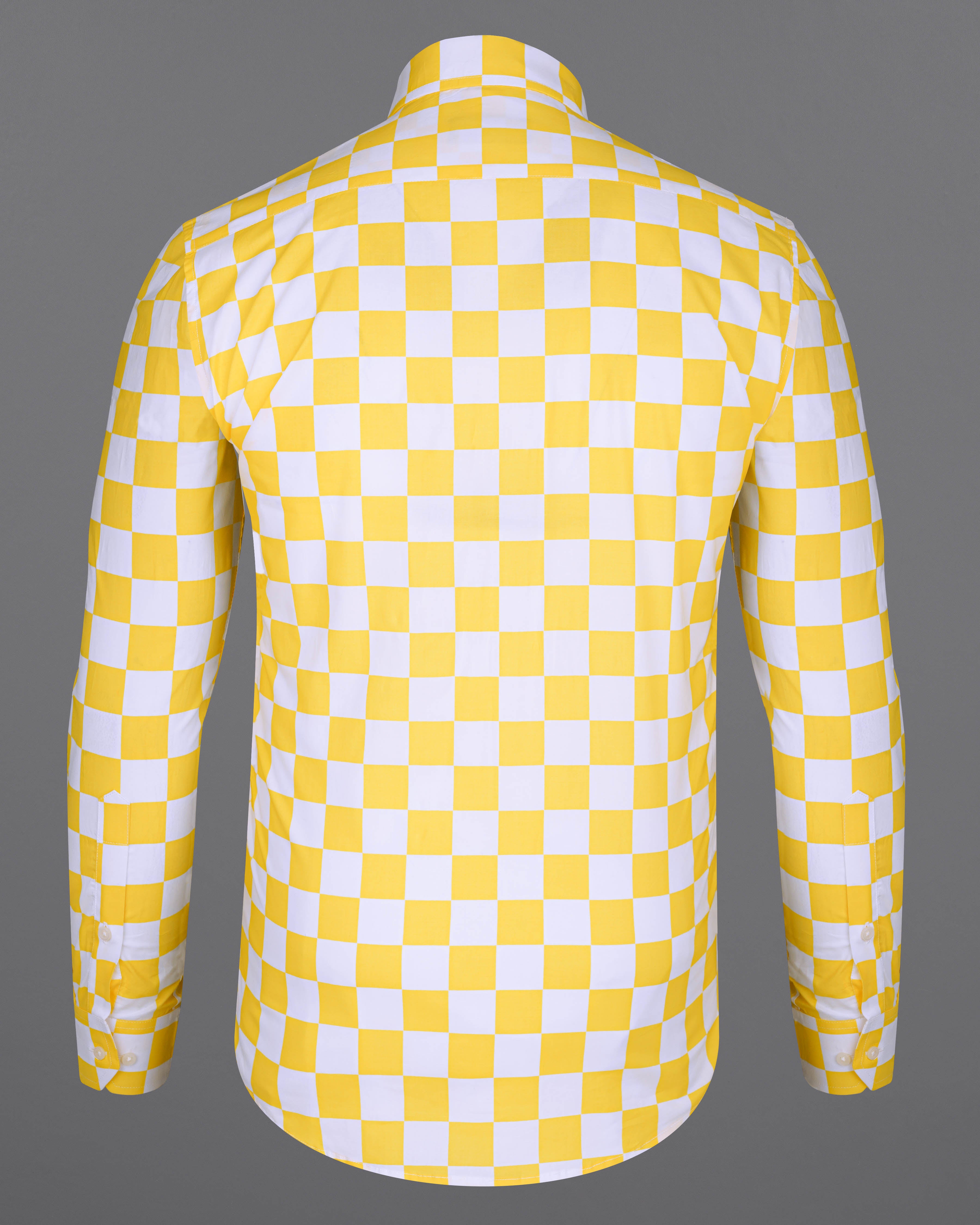 Bright White and Macaroni Yellow Checked Premium Cotton Shirt 8069-38, 8069-H-38, 8069-39, 8069-H-39, 8069-40, 8069-H-40, 8069-42, 8069-H-42, 8069-44, 8069-H-44, 8069-46, 8069-H-46, 8069-48, 8069-H-48, 8069-50, 8069-H-50, 8069-52, 8069-H-52