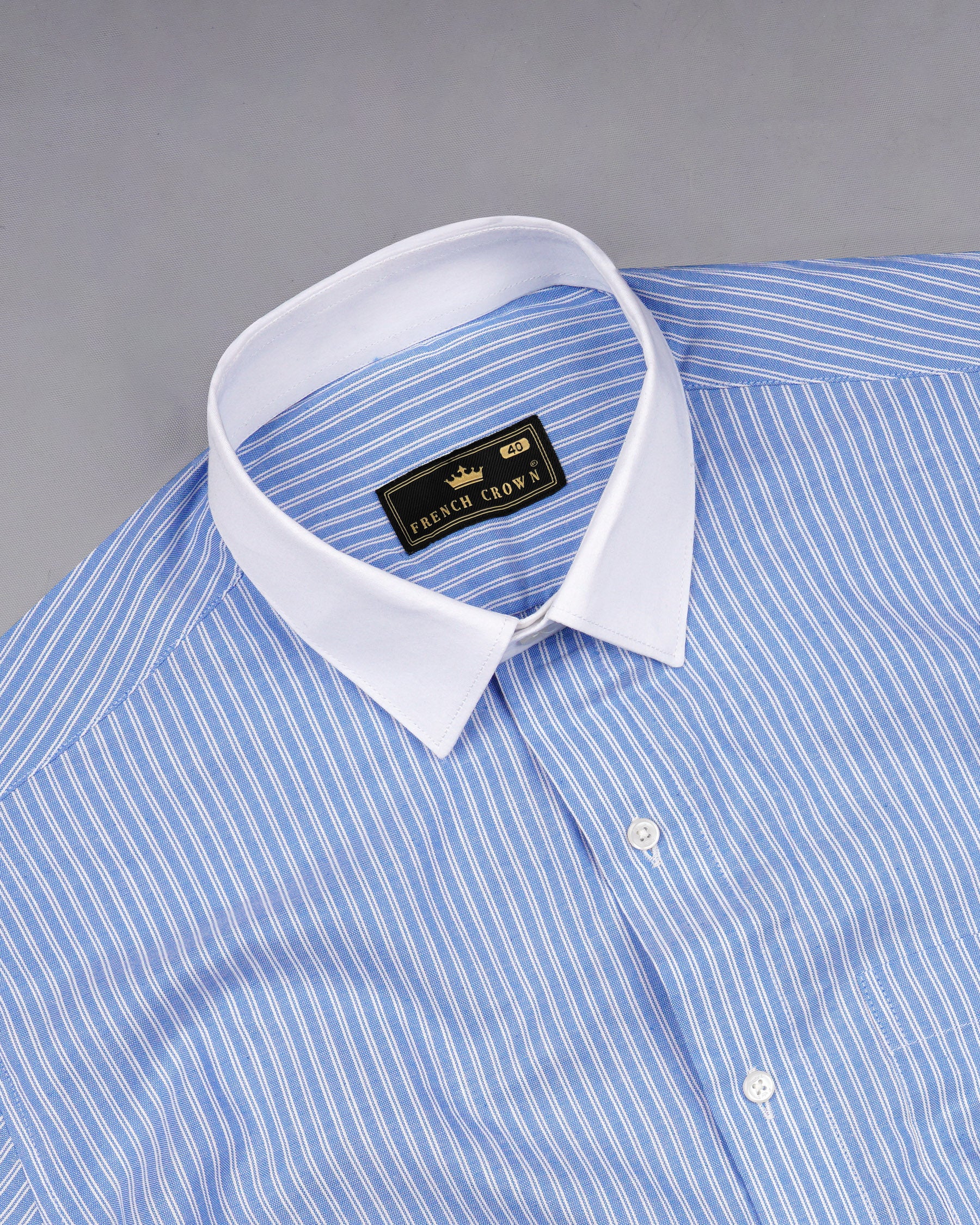 Indigo Blue and White Striped Royal Oxford Shirt 8075-WCC-38, 8075-WCC-H-38, 8075-WCC-39, 8075-WCC-H-39, 8075-WCC-40, 8075-WCC-H-40, 8075-WCC-42, 8075-WCC-H-42, 8075-WCC-44, 8075-WCC-H-44, 8075-WCC-46, 8075-WCC-H-46, 8075-WCC-48, 8075-WCC-H-48, 8075-WCC-50, 8075-WCC-H-50, 8075-WCC-52, 8075-WCC-H-52