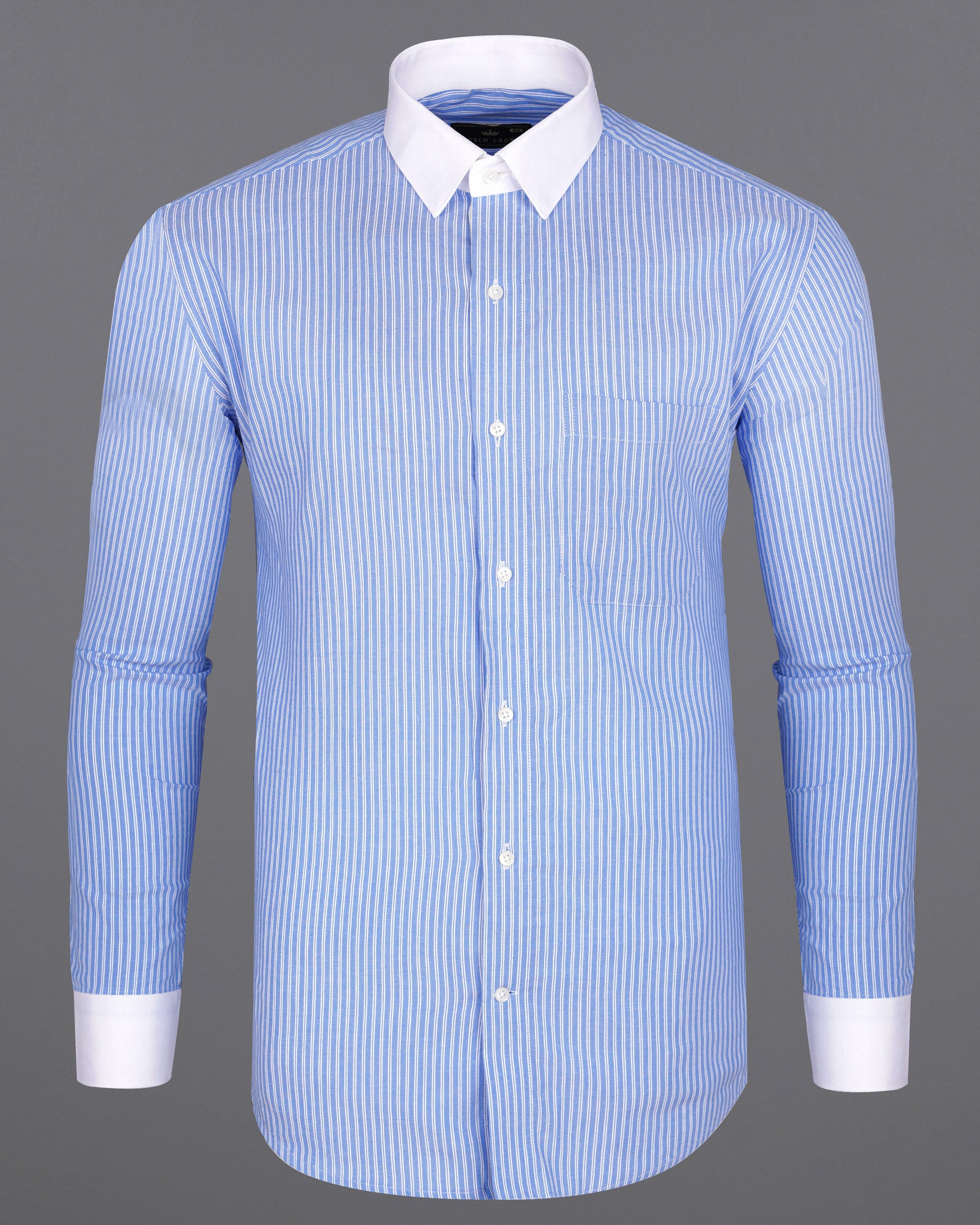 Indigo Blue and White Striped Royal Oxford Shirt 8075-WCC-38, 8075-WCC-H-38, 8075-WCC-39, 8075-WCC-H-39, 8075-WCC-40, 8075-WCC-H-40, 8075-WCC-42, 8075-WCC-H-42, 8075-WCC-44, 8075-WCC-H-44, 8075-WCC-46, 8075-WCC-H-46, 8075-WCC-48, 8075-WCC-H-48, 8075-WCC-50, 8075-WCC-H-50, 8075-WCC-52, 8075-WCC-H-52