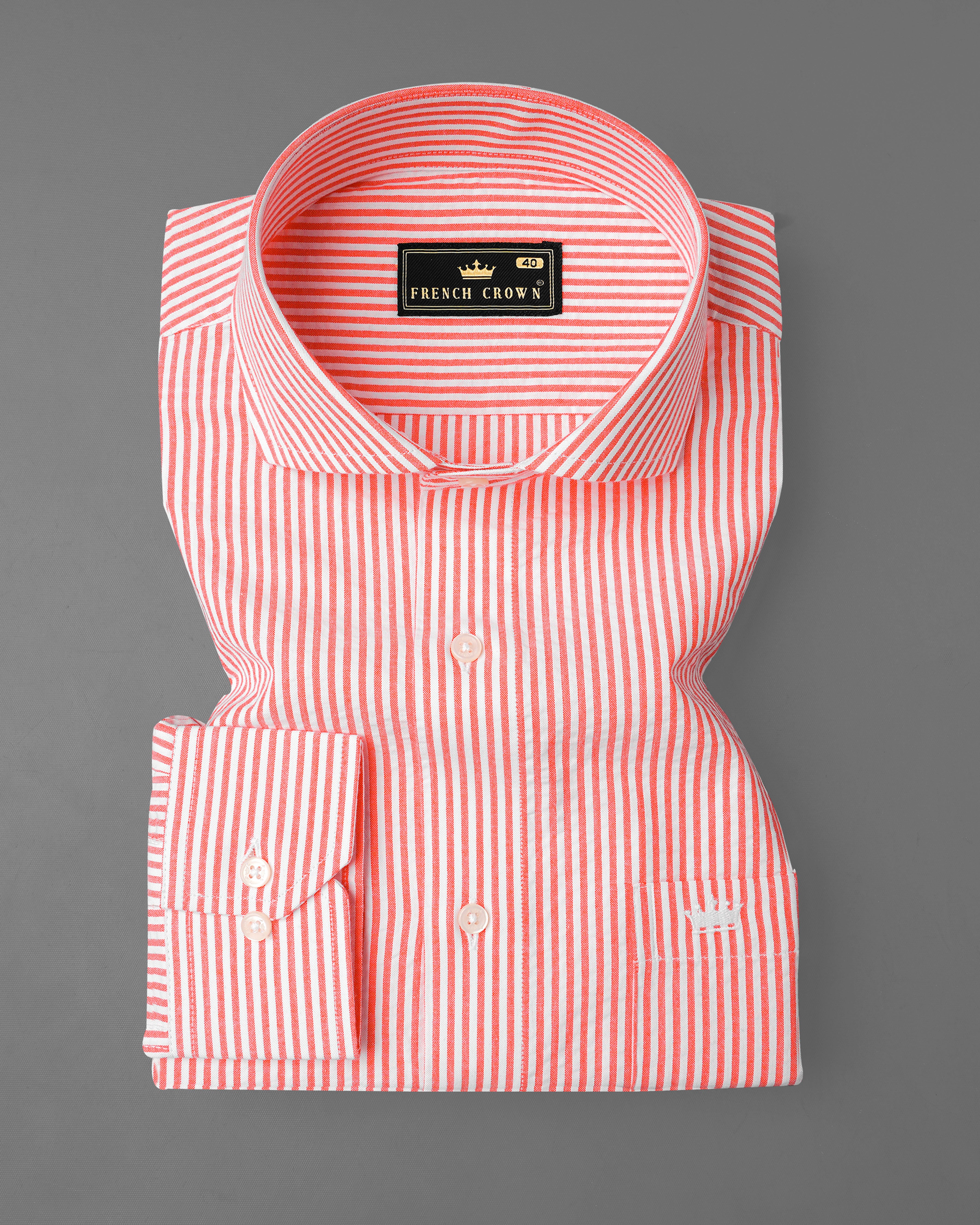 Bright White with Valencia Red Striped Seersucker Giza Cotton Shirt 8081-CA-38,8081-CA-H-38,8081-CA-39,8081-CA-H-39,8081-CA-40,8081-CA-H-40,8081-CA-42,8081-CA-H-42,8081-CA-44,8081-CA-H-44,8081-CA-46,8081-CA-H-46,8081-CA-48,8081-CA-H-48,8081-CA-50,8081-CA-H-50,8081-CA-52,8081-CA-H-52