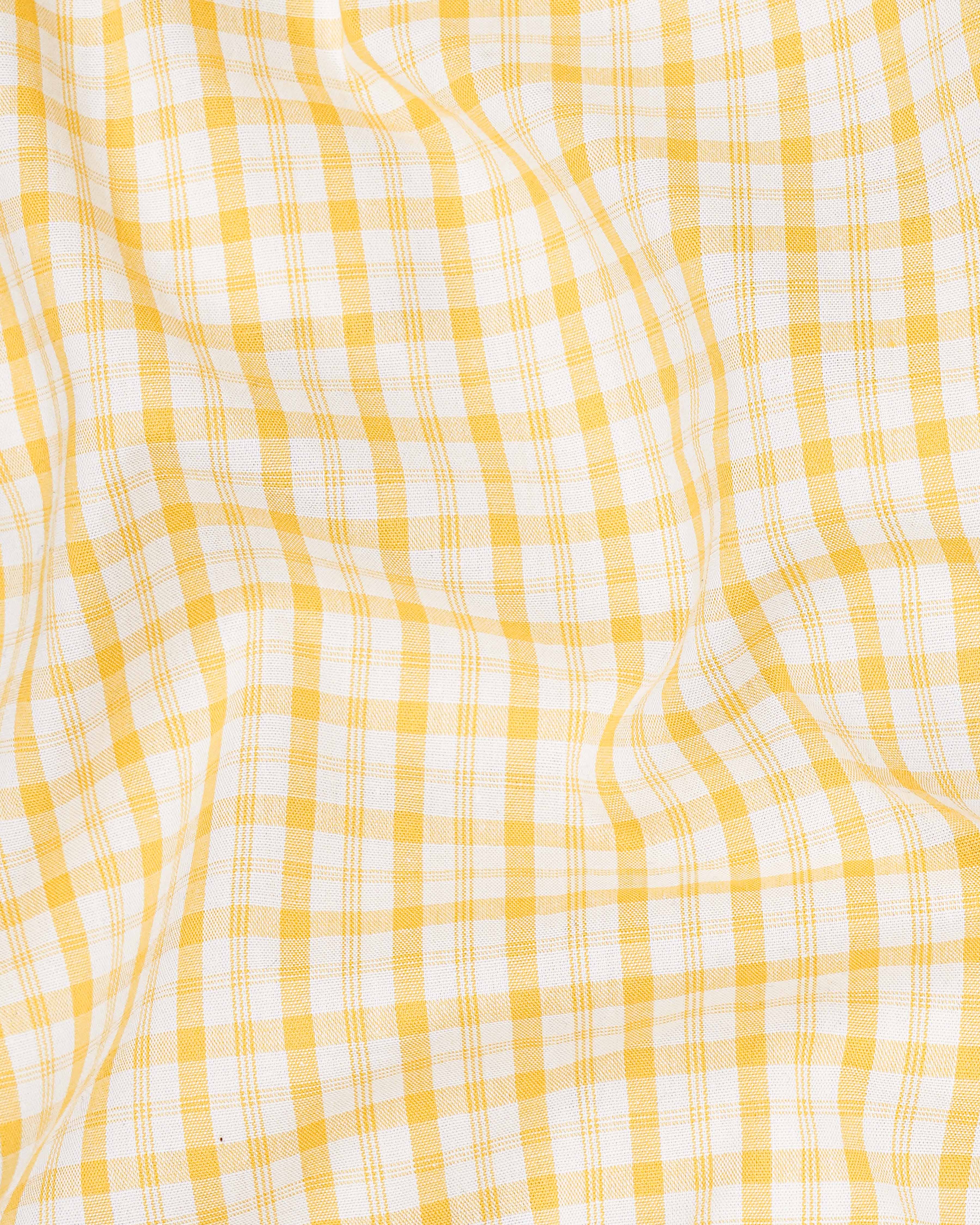 Apricot Yellow with White Plaid Checkered Premium Cotton Shirt 8083-38, 8083-H-38, 8083-39, 8083-H-39, 8083-40, 8083-H-40, 8083-42, 8083-H-42, 8083-44, 8083-H-44, 8083-46, 8083-H-46, 8083-48, 8083-H-48, 8083-50, 8083-H-50, 8083-52, 8083-H-52