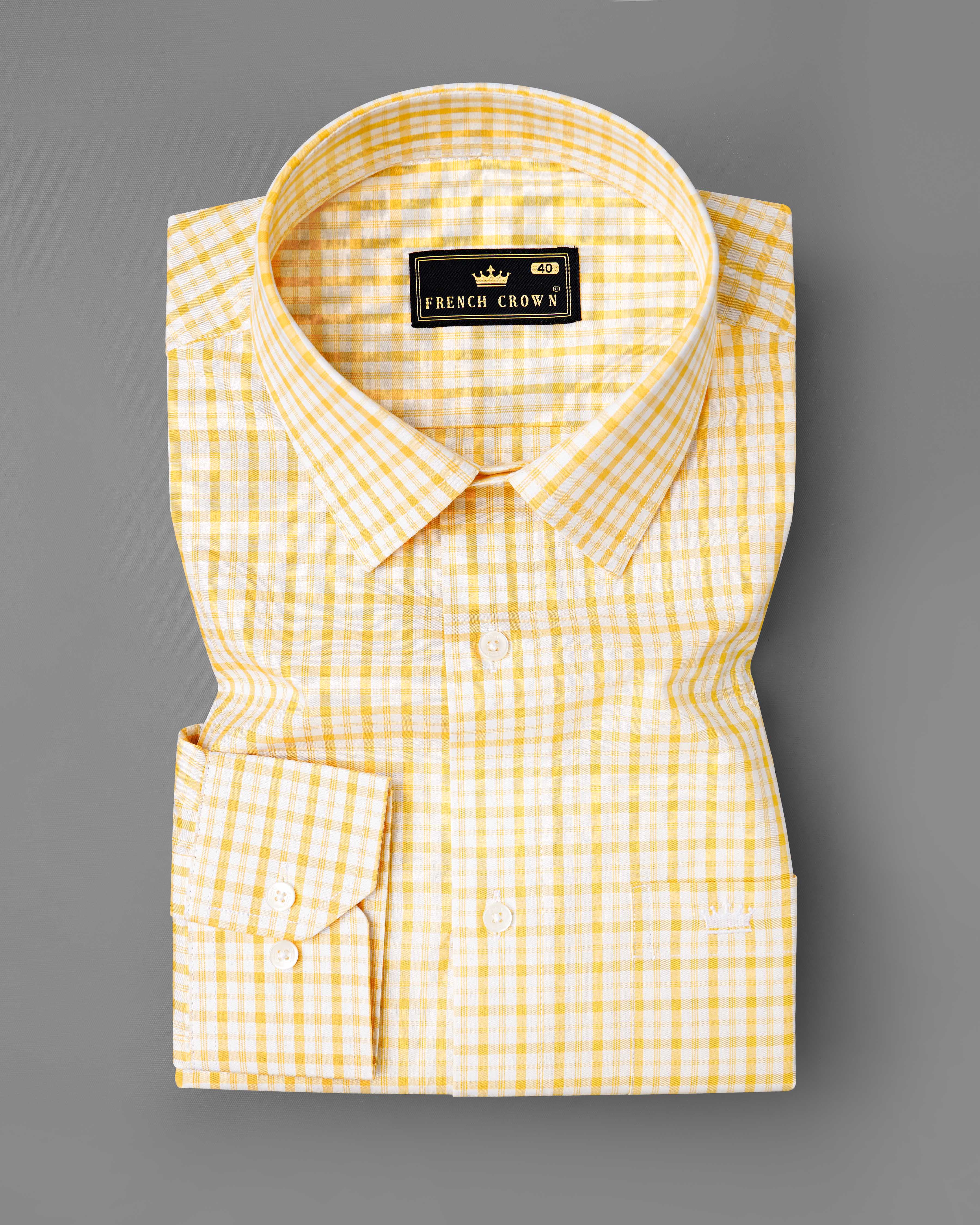 Apricot Yellow with White Plaid Checkered Premium Cotton Shirt 8083-38, 8083-H-38, 8083-39, 8083-H-39, 8083-40, 8083-H-40, 8083-42, 8083-H-42, 8083-44, 8083-H-44, 8083-46, 8083-H-46, 8083-48, 8083-H-48, 8083-50, 8083-H-50, 8083-52, 8083-H-52