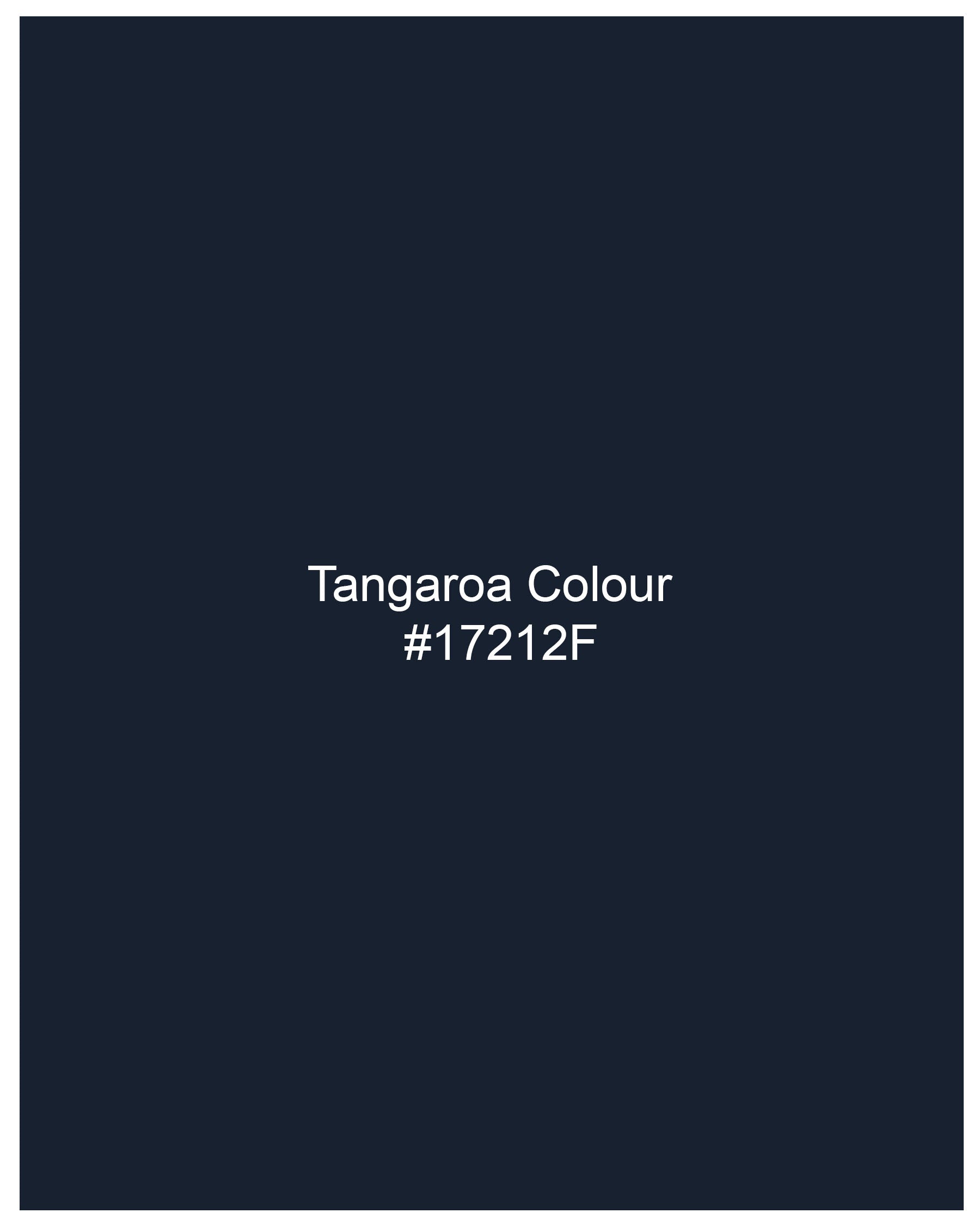 Tangaroa Navy Blue Thick Striped Dobby Textured Premium Giza Cotton Shirt