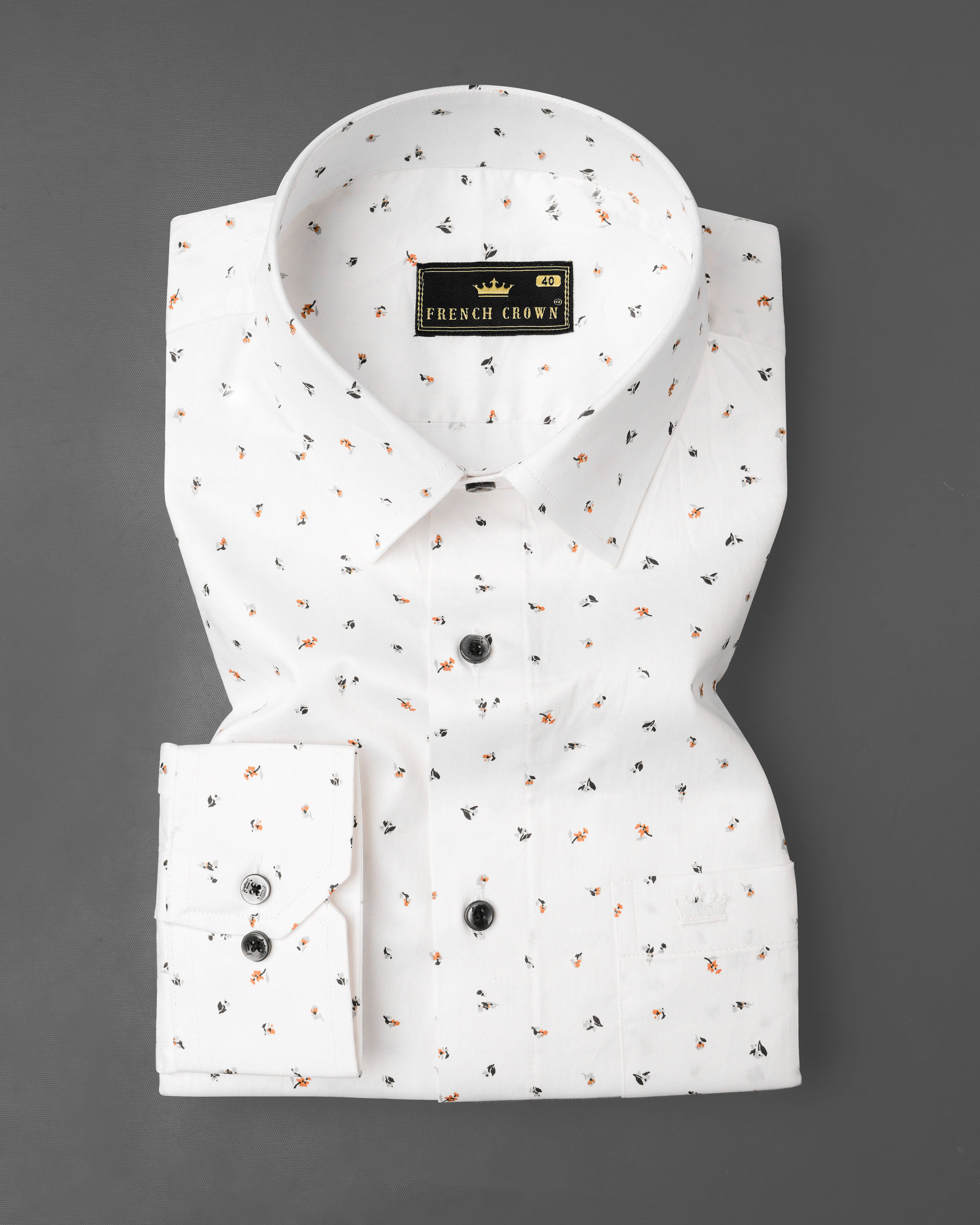 Bright White Ditsy Printed Super Soft Premium Cotton Shirt 8090-BLK-38, 8090-BLK-H-38, 8090-BLK-39, 8090-BLK-H-39, 8090-BLK-40, 8090-BLK-H-40, 8090-BLK-42, 8090-BLK-H-42, 8090-BLK-44, 8090-BLK-H-44, 8090-BLK-46, 8090-BLK-H-46, 8090-BLK-48, 8090-BLK-H-48, 8090-BLK-50, 8090-BLK-H-50, 8090-BLK-52, 8090-BLK-H-52