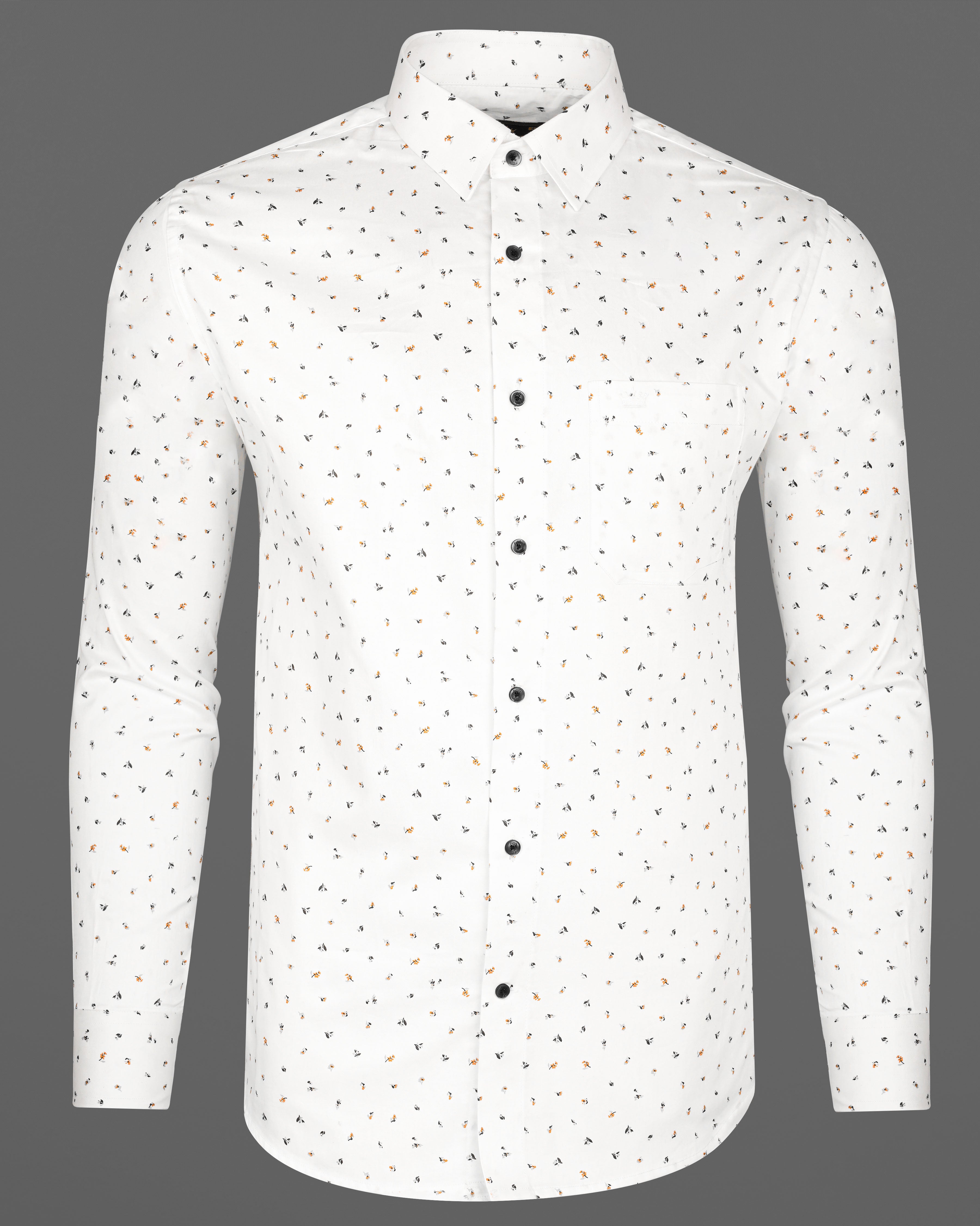 Bright White Ditsy Printed Super Soft Premium Cotton Shirt 8090-BLK-38, 8090-BLK-H-38, 8090-BLK-39, 8090-BLK-H-39, 8090-BLK-40, 8090-BLK-H-40, 8090-BLK-42, 8090-BLK-H-42, 8090-BLK-44, 8090-BLK-H-44, 8090-BLK-46, 8090-BLK-H-46, 8090-BLK-48, 8090-BLK-H-48, 8090-BLK-50, 8090-BLK-H-50, 8090-BLK-52, 8090-BLK-H-52