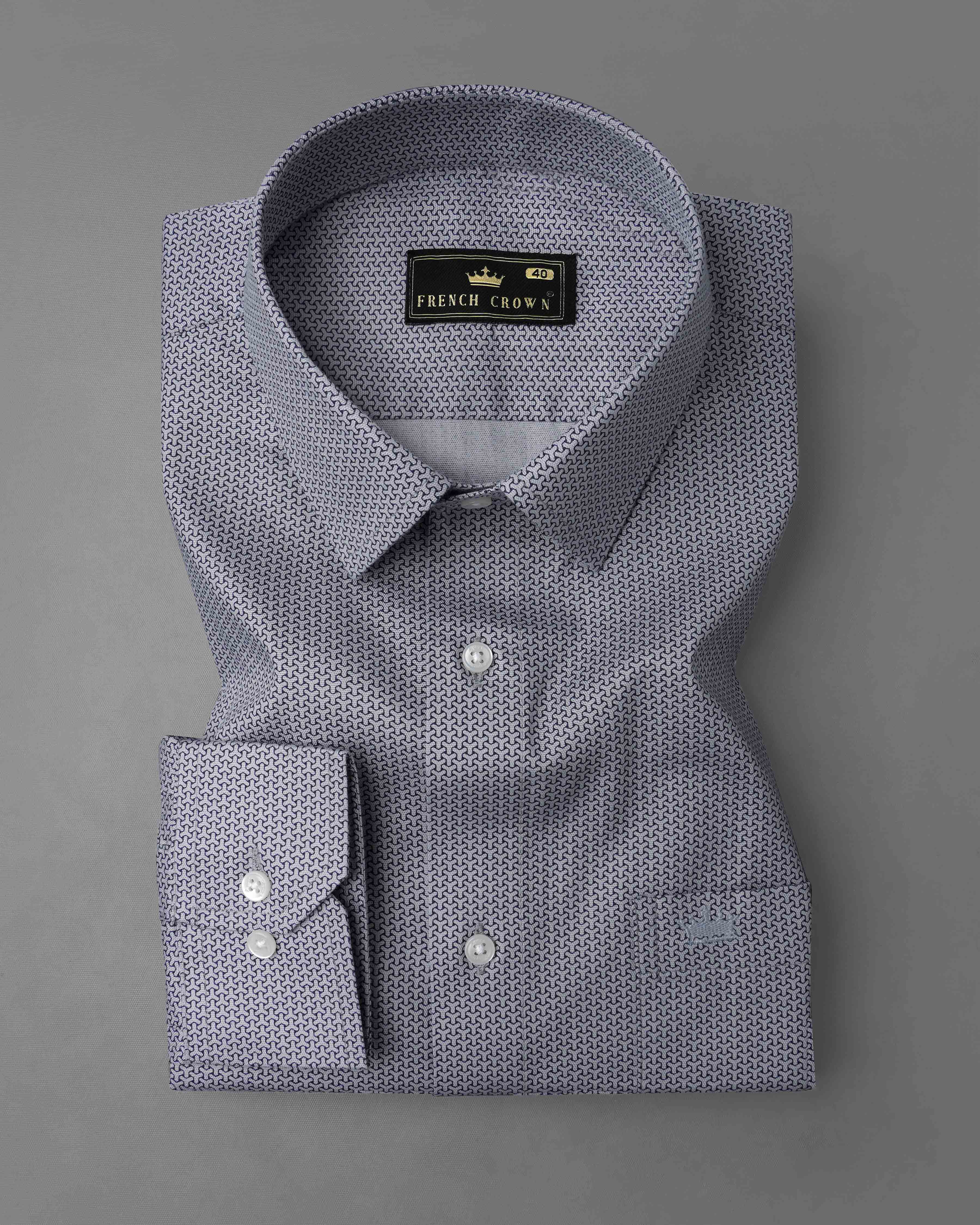 Manatee Gray Isometric Printed Royal Oxford Shirt 8091-38, 8091-H-38, 8091-39, 8091-H-39, 8091-40, 8091-H-40, 8091-42, 8091-H-42, 8091-44, 8091-H-44, 8091-46, 8091-H-46, 8091-48, 8091-H-48, 8091-50, 8091-H-50, 8091-52, 8091-H-52