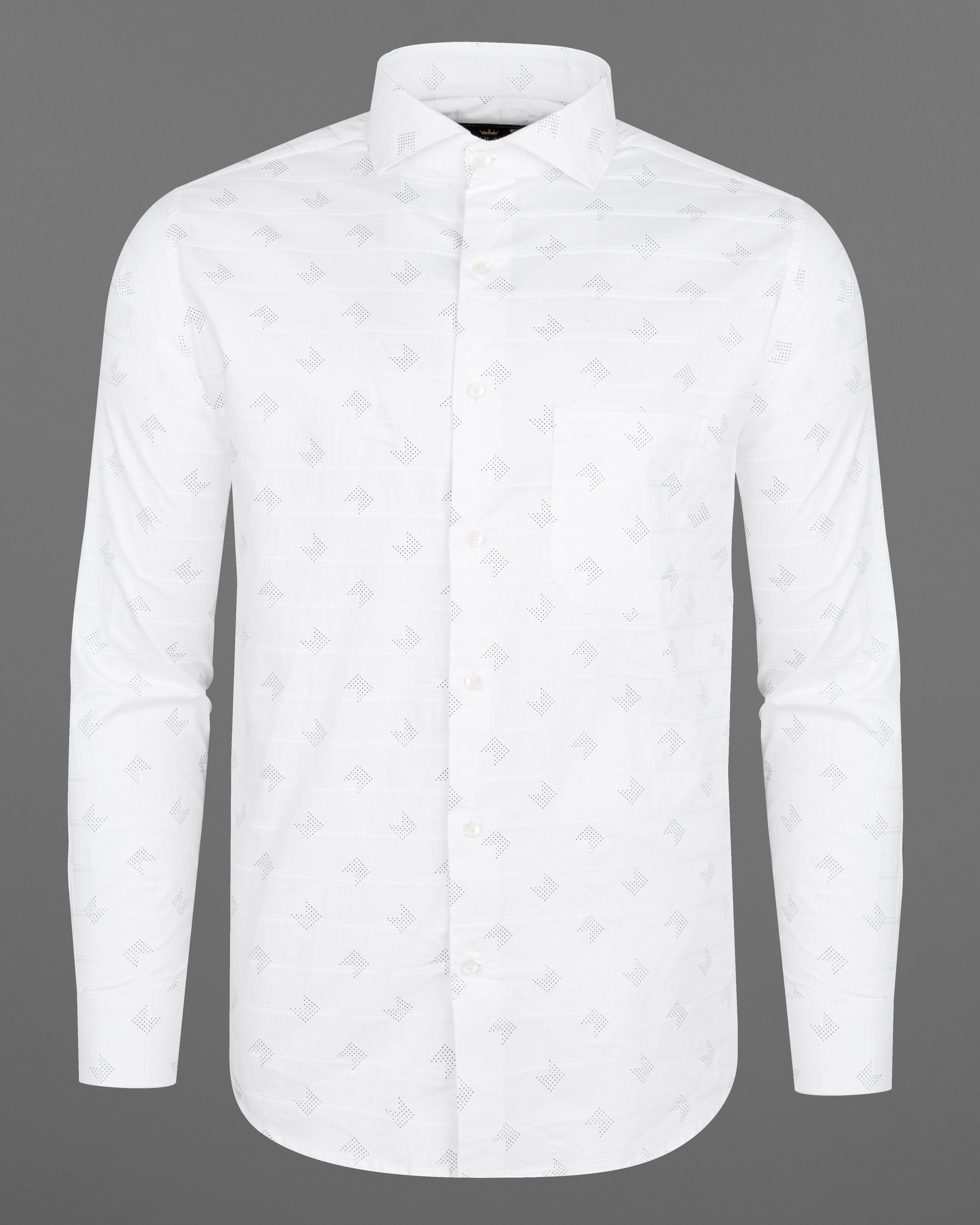 Bright White Dobby Textured Premium Giza Cotton Shirt