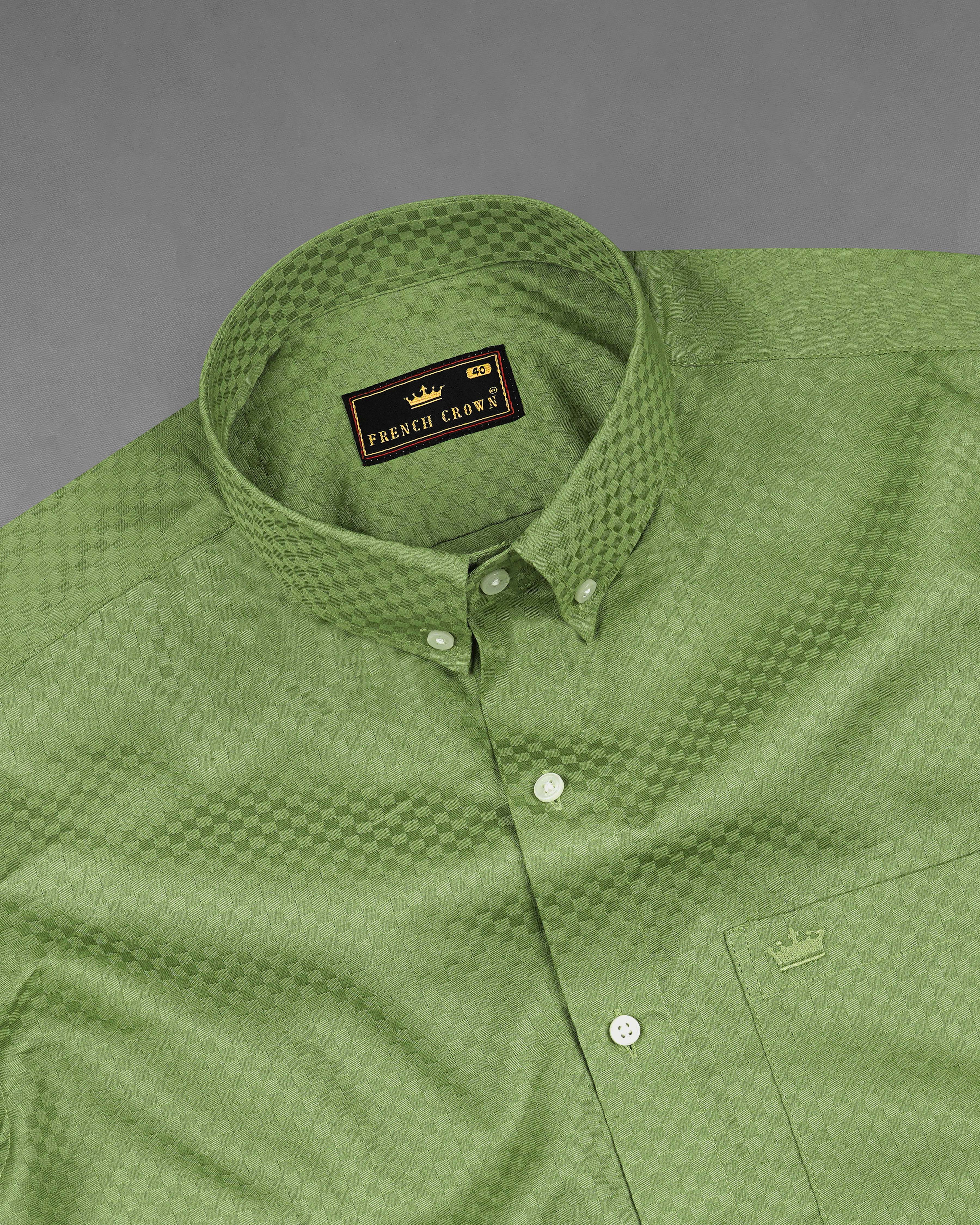 Asparagus Green Checked Dobby Textured Premium Giza Cotton Shirt 8118-BD-38, 8118-BD-H-38, 8118-BD-39, 8118-BD-H-39, 8118-BD-40, 8118-BD-H-40, 8118-BD-42, 8118-BD-H-42, 8118-BD-44, 8118-BD-H-44, 8118-BD-46, 8118-BD-H-46, 8118-BD-48, 8118-BD-H-48, 8118-BD-50, 8118-BD-H-50, 8118-BD-52, 8118-BD-H-52