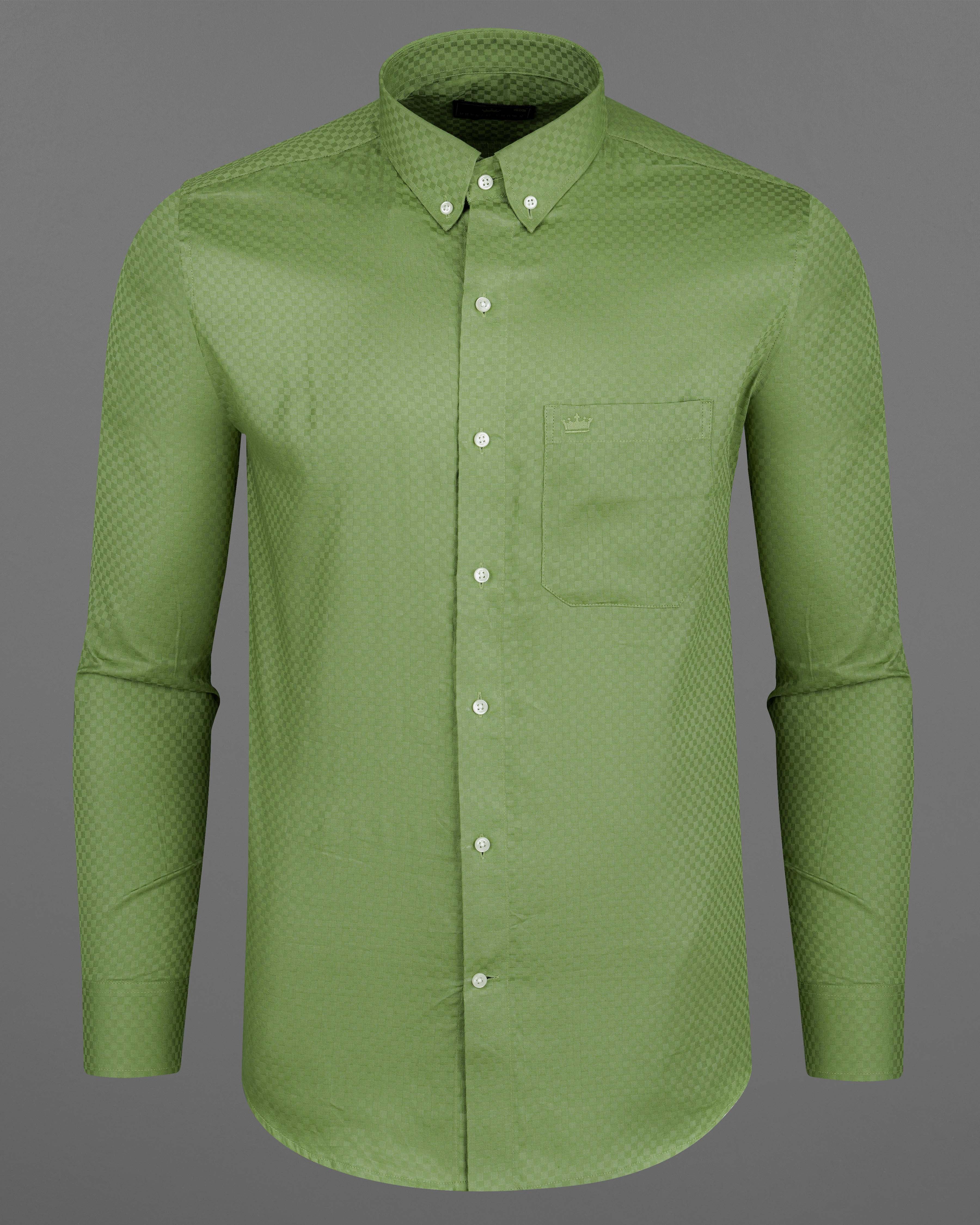 Asparagus Green Checked Dobby Textured Premium Giza Cotton Shirt 8118-BD-38, 8118-BD-H-38, 8118-BD-39, 8118-BD-H-39, 8118-BD-40, 8118-BD-H-40, 8118-BD-42, 8118-BD-H-42, 8118-BD-44, 8118-BD-H-44, 8118-BD-46, 8118-BD-H-46, 8118-BD-48, 8118-BD-H-48, 8118-BD-50, 8118-BD-H-50, 8118-BD-52, 8118-BD-H-52