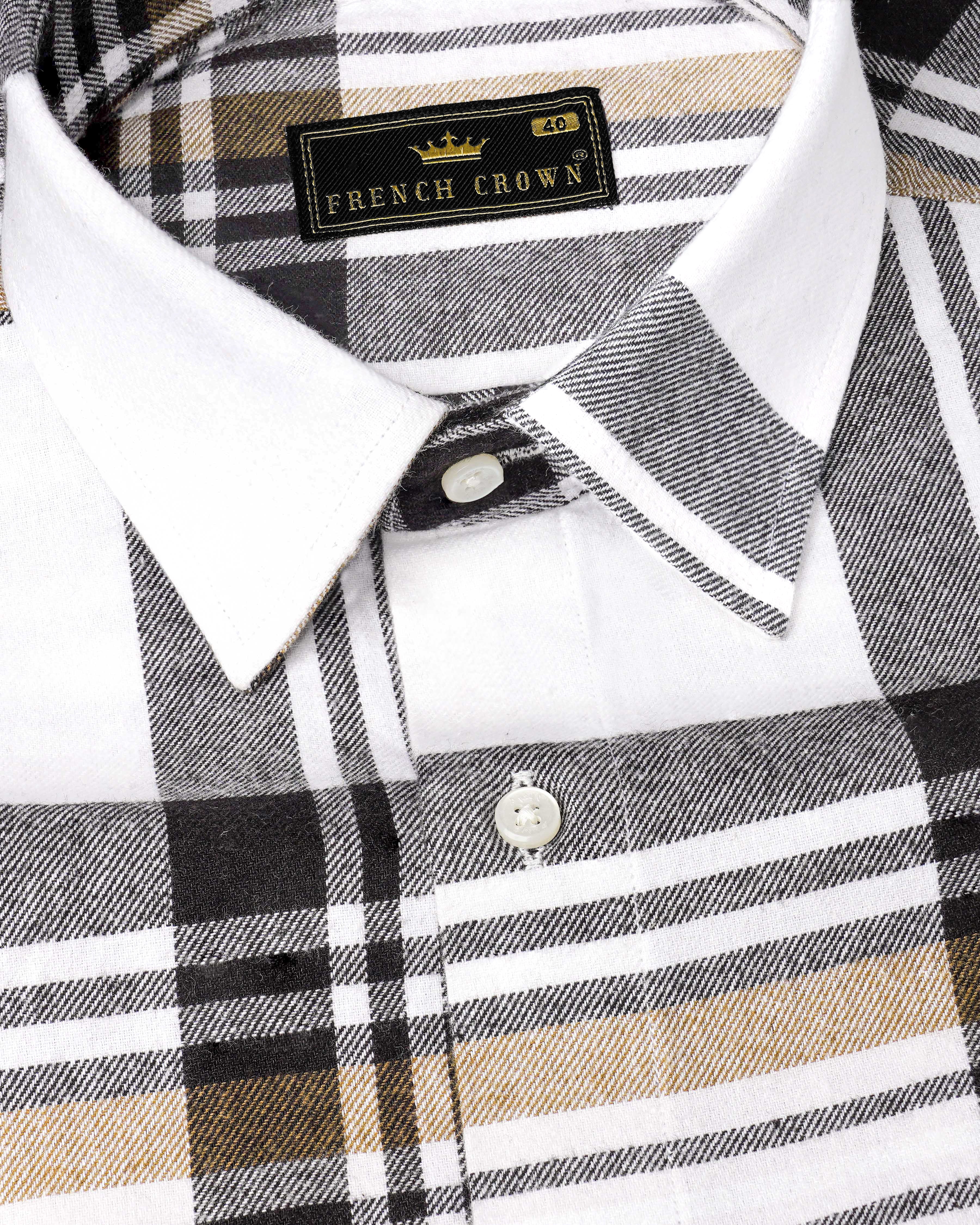 Bright White with Gunsmoke Gray Plaid Heavyweight Flannel Shirt