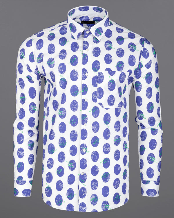 Bright White with Scampi Blue Polka Dotted Premium Cotton Shirt 8123-38, 8123-H-38, 8123-39, 8123-H-39, 8123-40, 8123-H-40, 8123-42, 8123-H-42, 8123-44, 8123-H-44, 8123-46, 8123-H-46, 8123-48, 8123-H-48, 8123-50, 8123-H-50, 8123-52, 8123-H-52