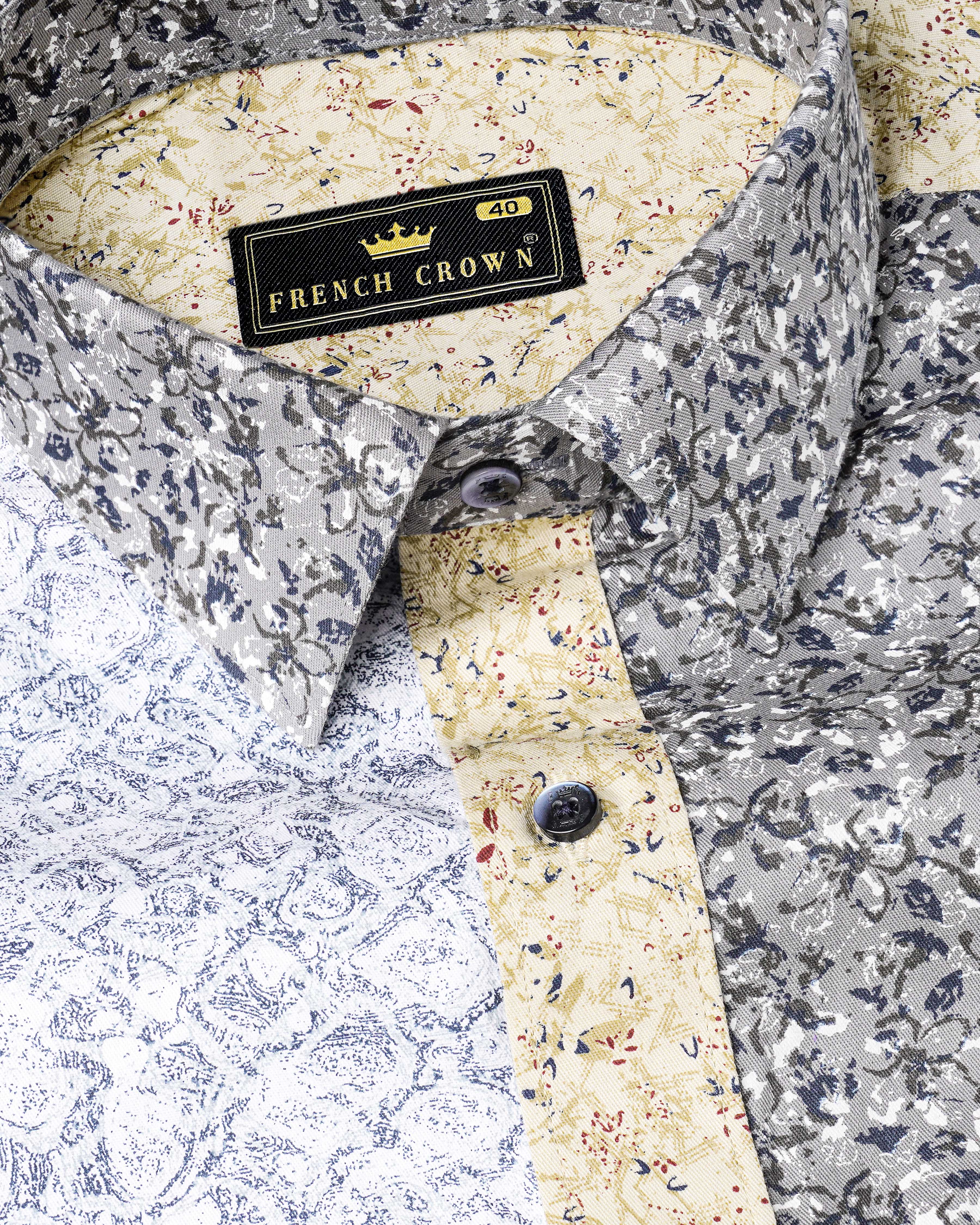 Chatelle Gray with Timberwolf Brown Ditsy Printed Twill Premium Cotton Designer Shirt 8138-BLE-P70-38, 8138-BLE-P70-H-38, 8138-BLE-P70-39, 8138-BLE-P70-H-39, 8138-BLE-P70-40, 8138-BLE-P70-H-40, 8138-BLE-P70-42, 8138-BLE-P70-H-42, 8138-BLE-P70-44, 8138-BLE-P70-H-44, 8138-BLE-P70-46, 8138-BLE-P70-H-46, 8138-BLE-P70-48, 8138-BLE-P70-H-48, 8138-BLE-P70-50, 8138-BLE-P70-H-50, 8138-BLE-P70-52, 8138-BLE-P70-H-52