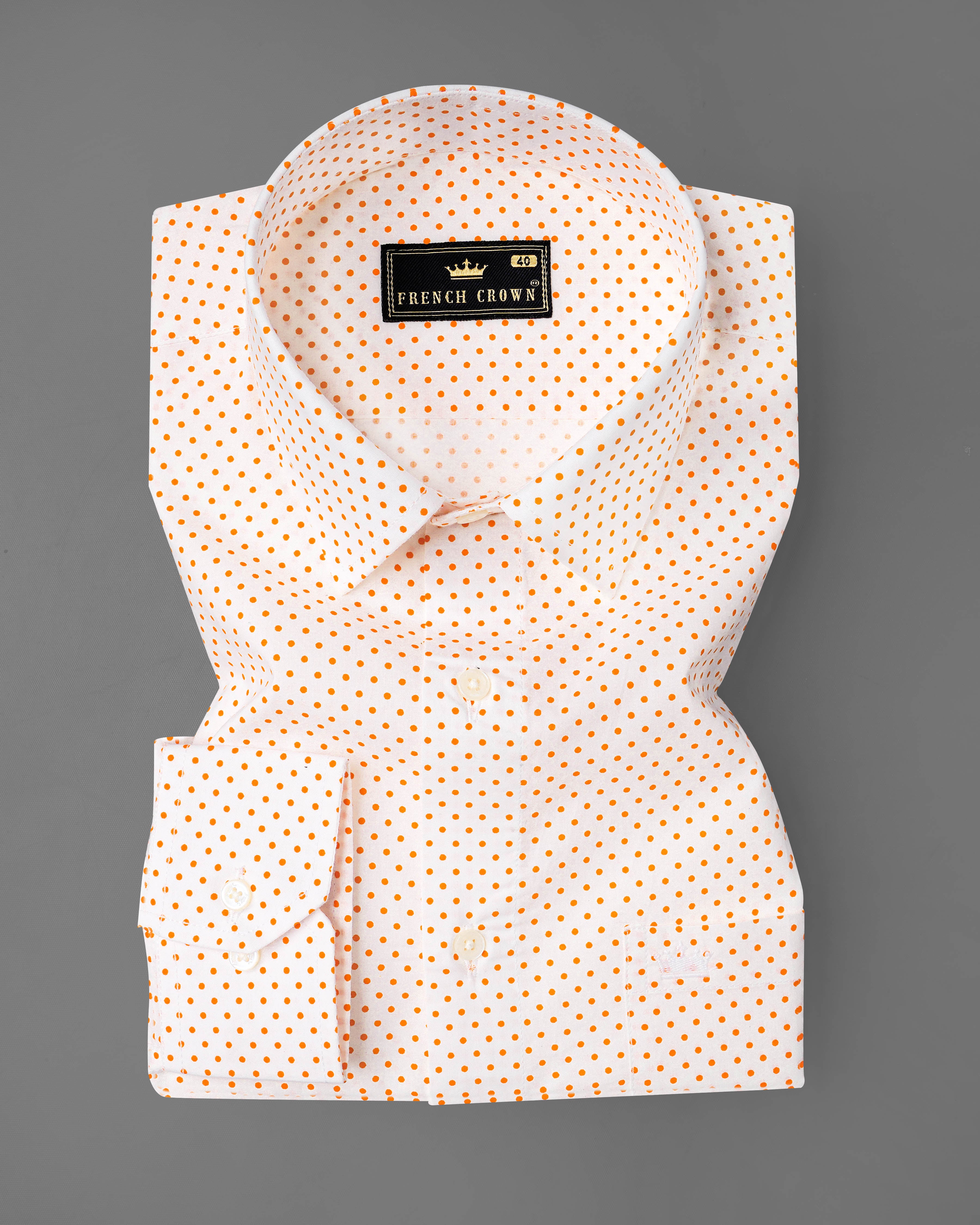 Off White Polka Dotted Premium Cotton Shirt 8141-38, 8141-H-38, 8141-39, 8141-H-39, 8141-40, 8141-H-40, 8141-42, 8141-H-42, 8141-44, 8141-H-44, 8141-46, 8141-H-46, 8141-48, 8141-H-48, 8141-50, 8141-H-50, 8141-52, 8141-H-52